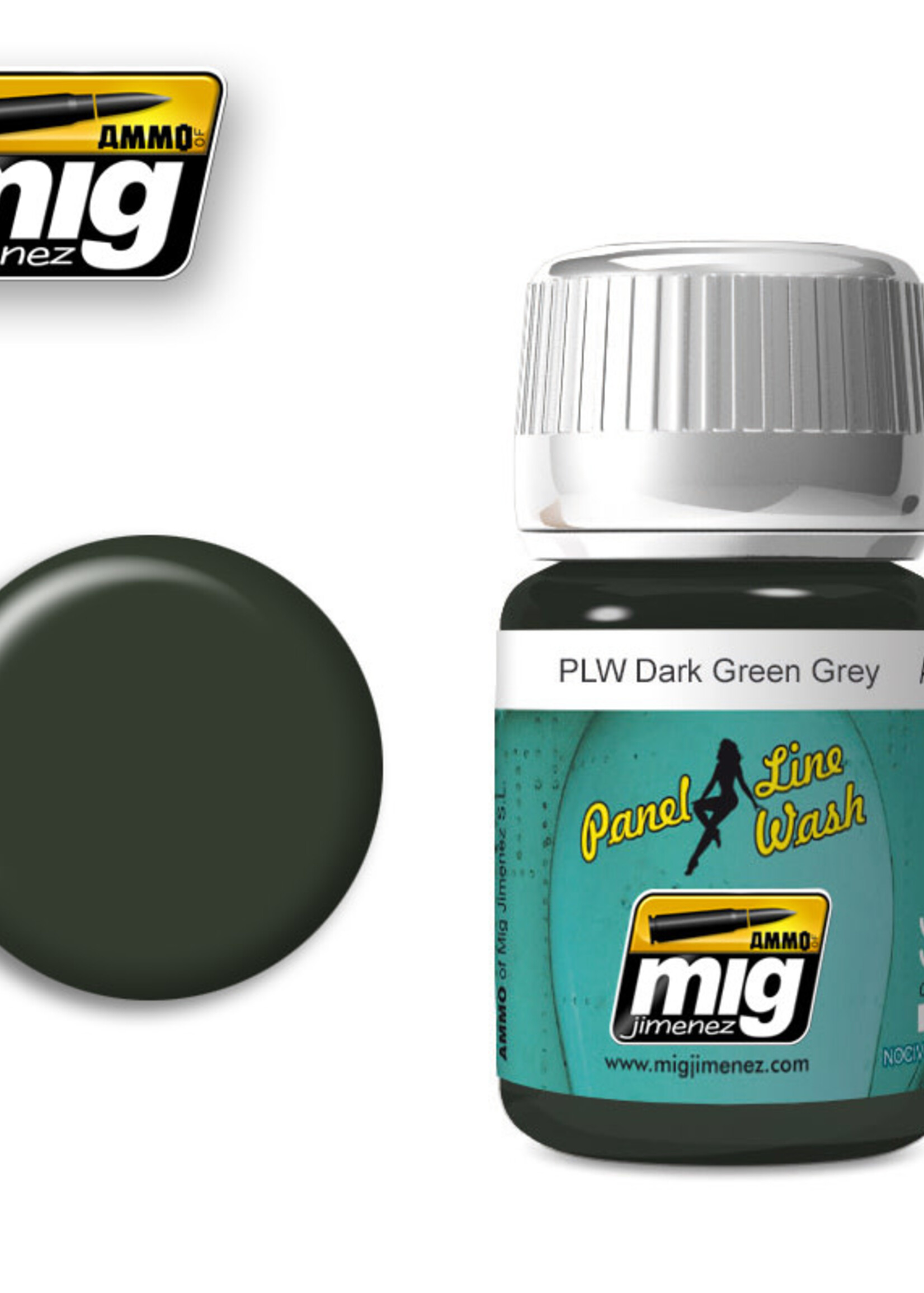 AMMO MIG AMMO MIG 1608 PANEL LINE WASH DARK GREEN GREY JAR 35 ML