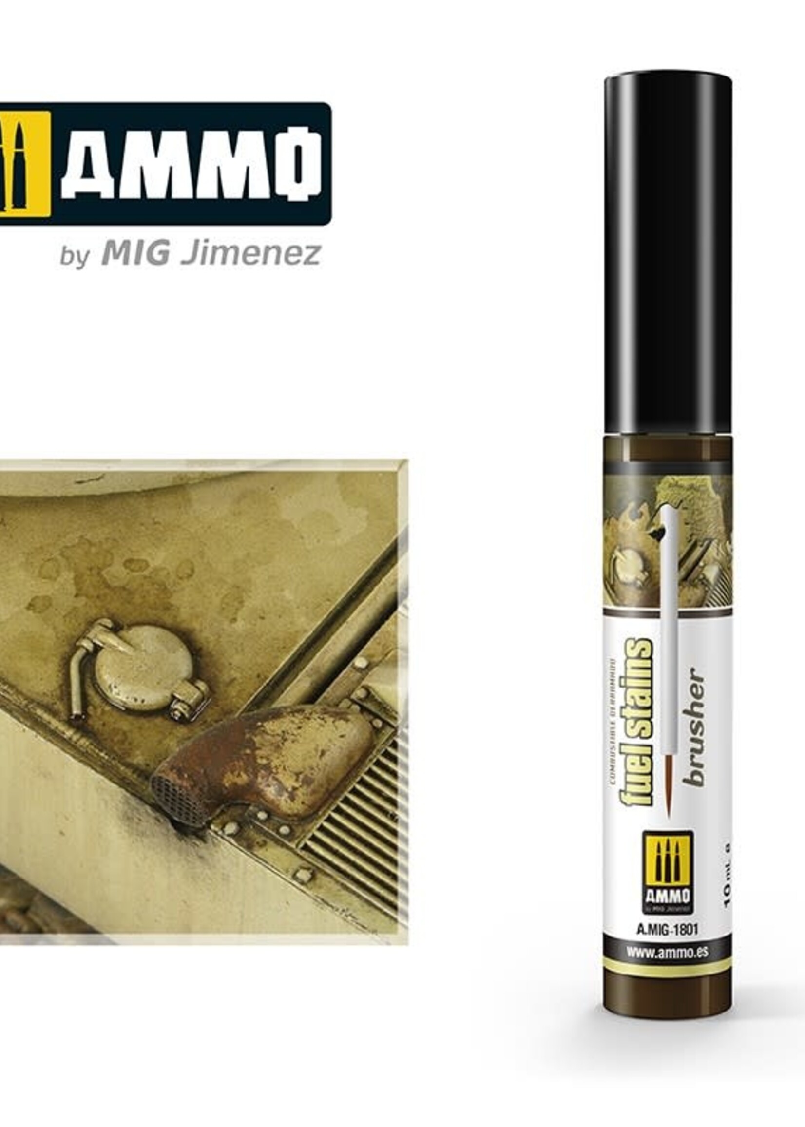 AMMO MIG AMMO MIG 1801 EFFECTS BRUSHER FUEL STAINS JAR 10 ML (8/21) *