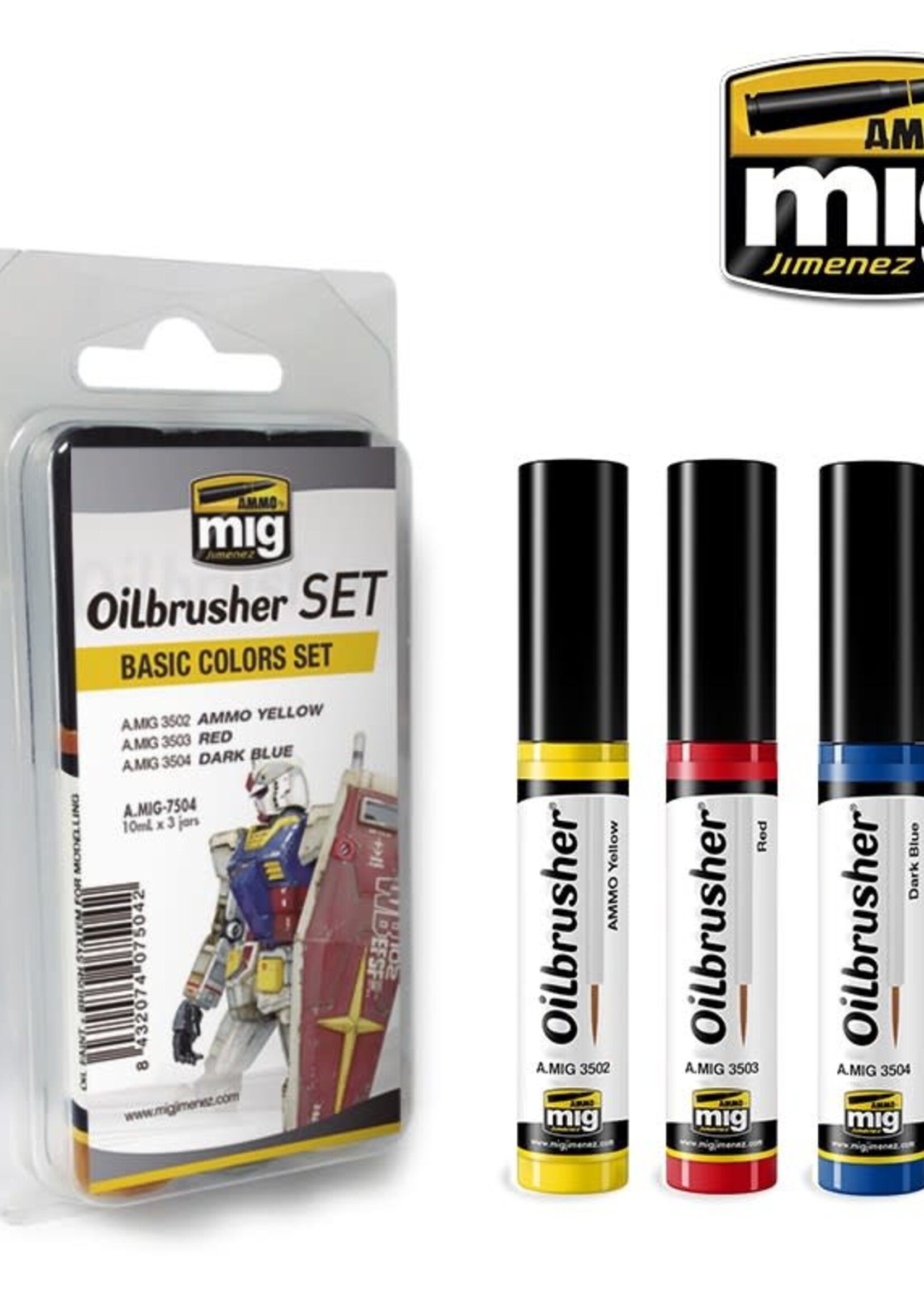 AMMO MIG AMMO MIG 7504 OILBRUSHER SET BASIC COLORS 3 JARS 35 ML