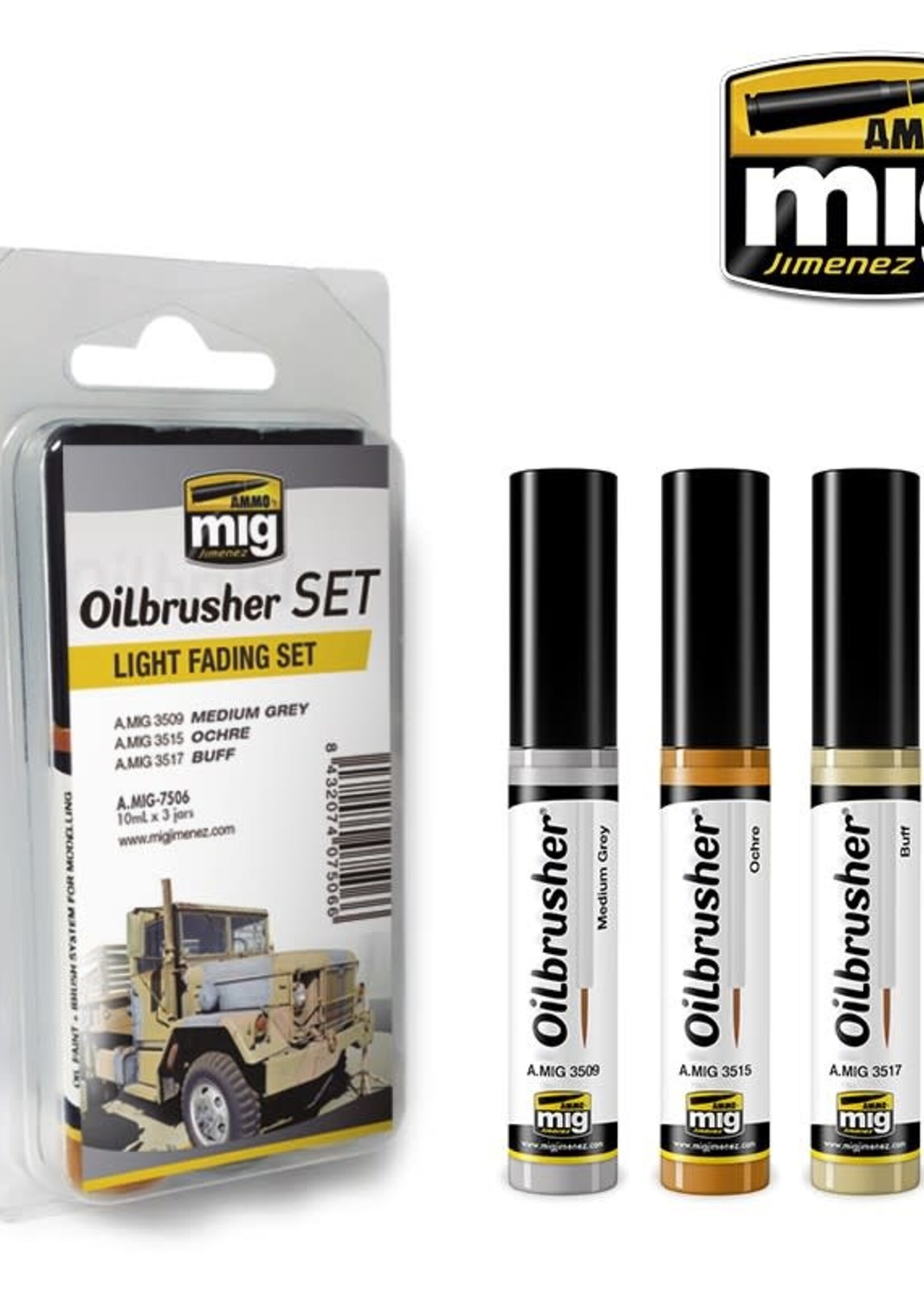 AMMO MIG AMMO MIG 7506 OILBRUSHER SET LIGHT FADING 3 JARS 35 ML