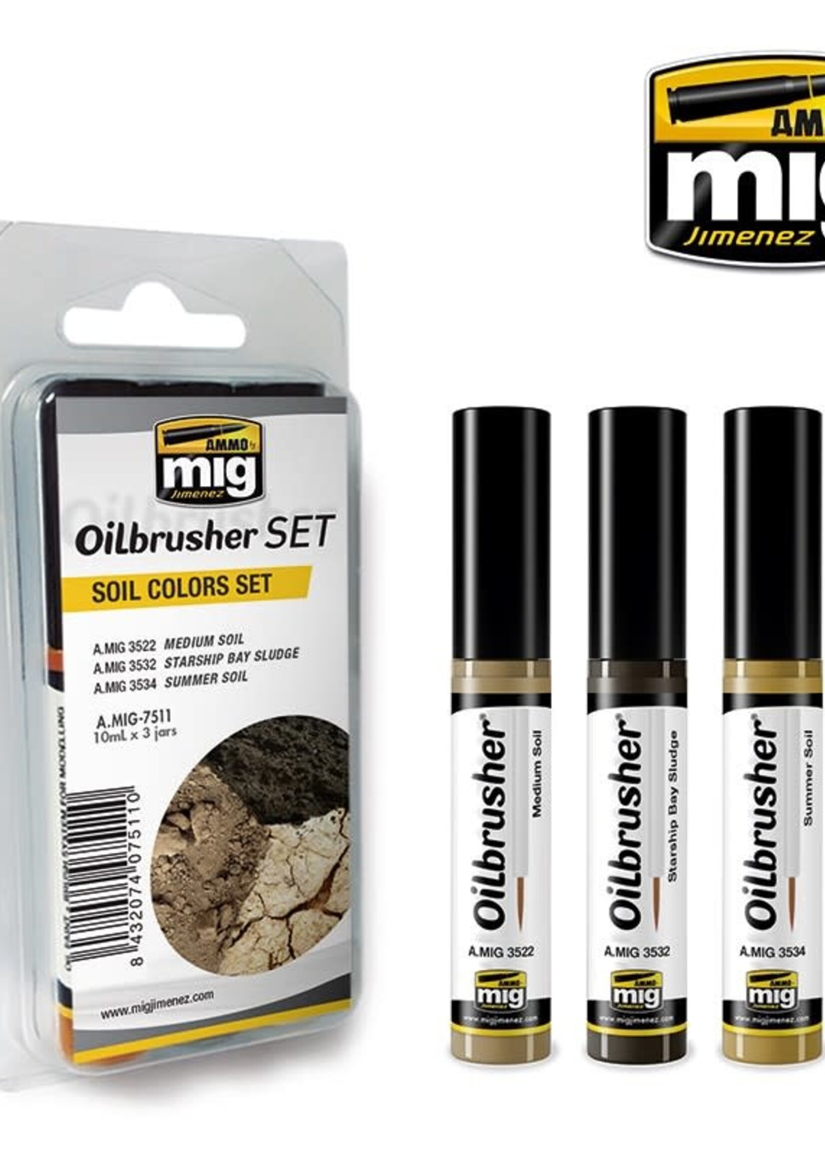 AMMO MIG AMMO MIG 7511 OILBRUSHER SET SOIL COLORS 3 JARS 35 ML