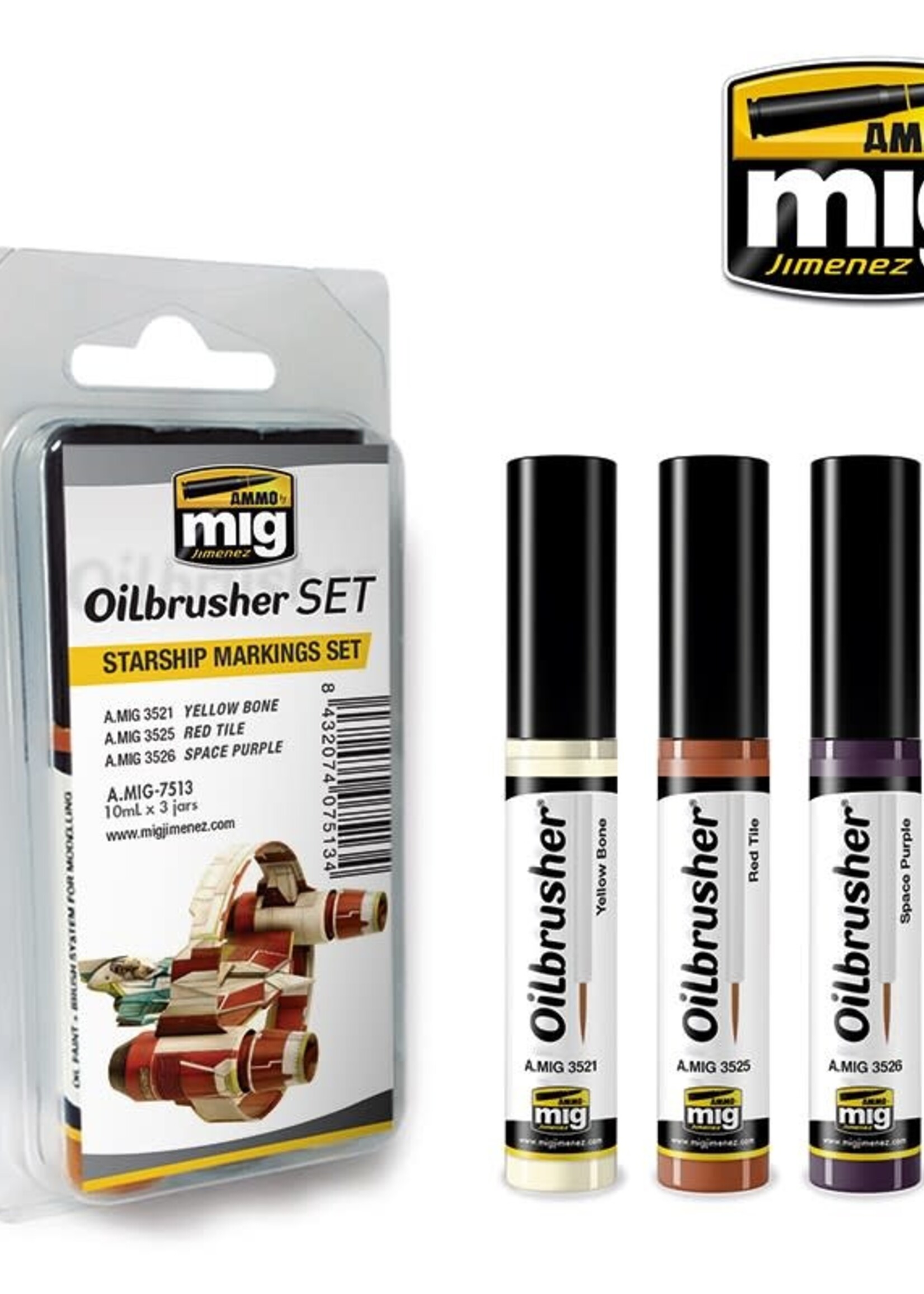 AMMO MIG AMMO MIG 7513 OILBRUSHER SET STARSHIP MARKINGS 3 JARS 35 ML