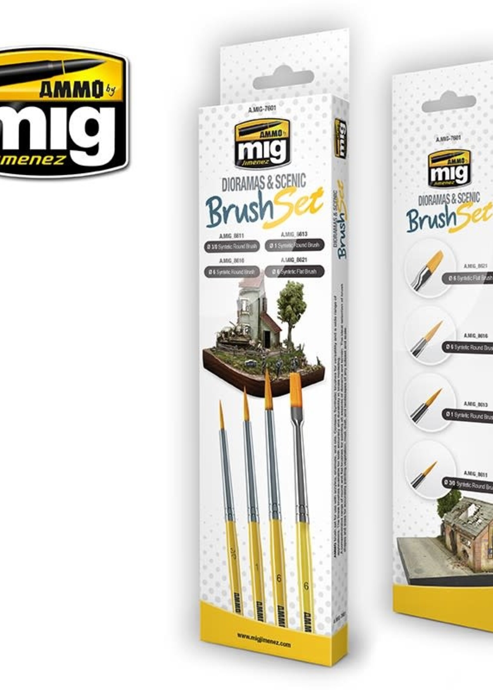 AMMO MIG AMMO MIG 7601 BRUSH SET DIORAMAS & SCENIC 4 PCS.