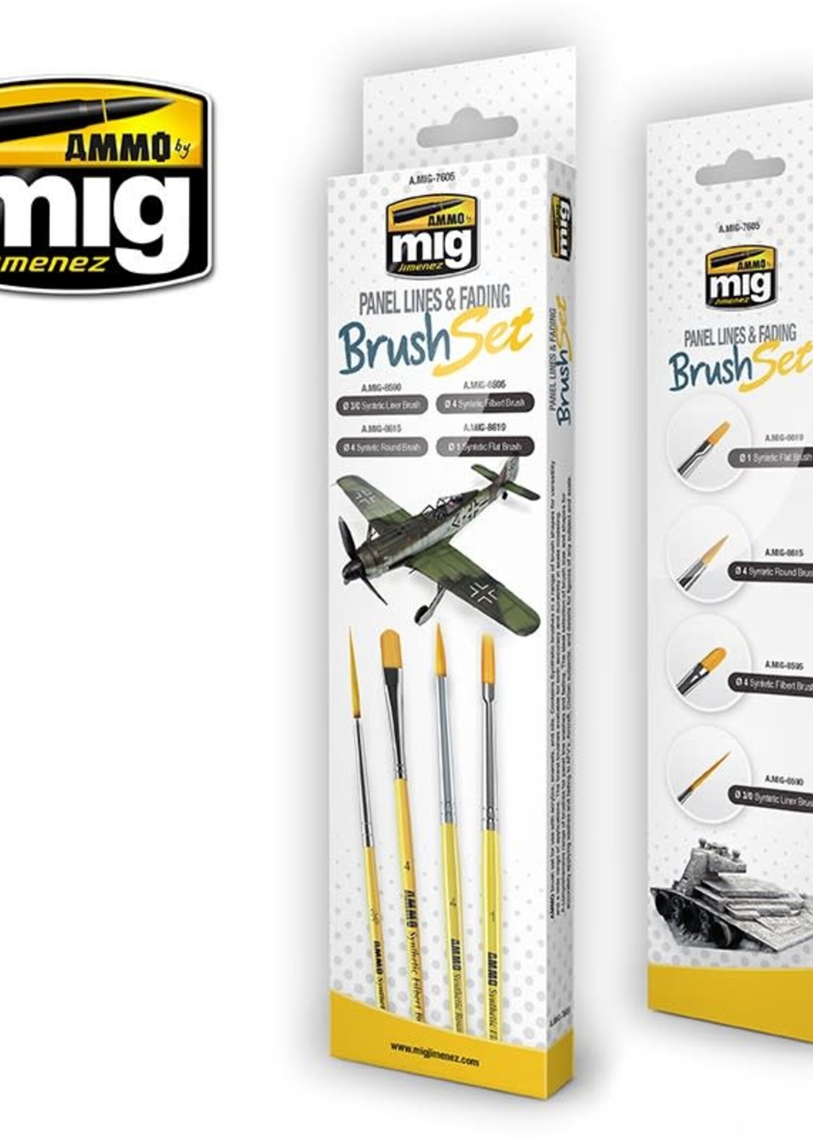 AMMO MIG AMMO MIG 7605 BRUSH SET PANEL LINES AND FADING 4 PCS.