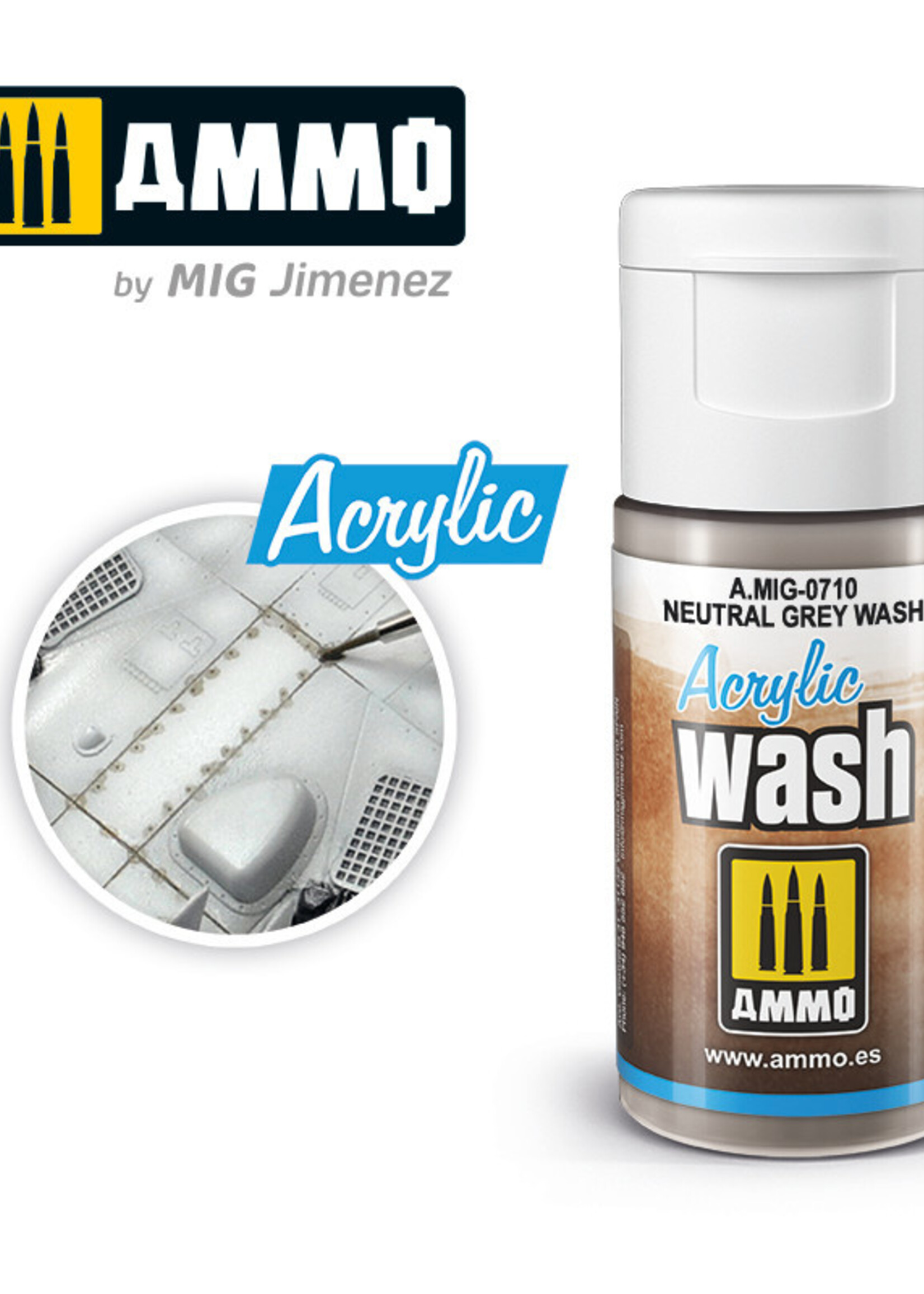AMMO MIG AMMO MIG 0710 ACRYLIC WASH NEUTRAL GREY WASH JAR 15 ML