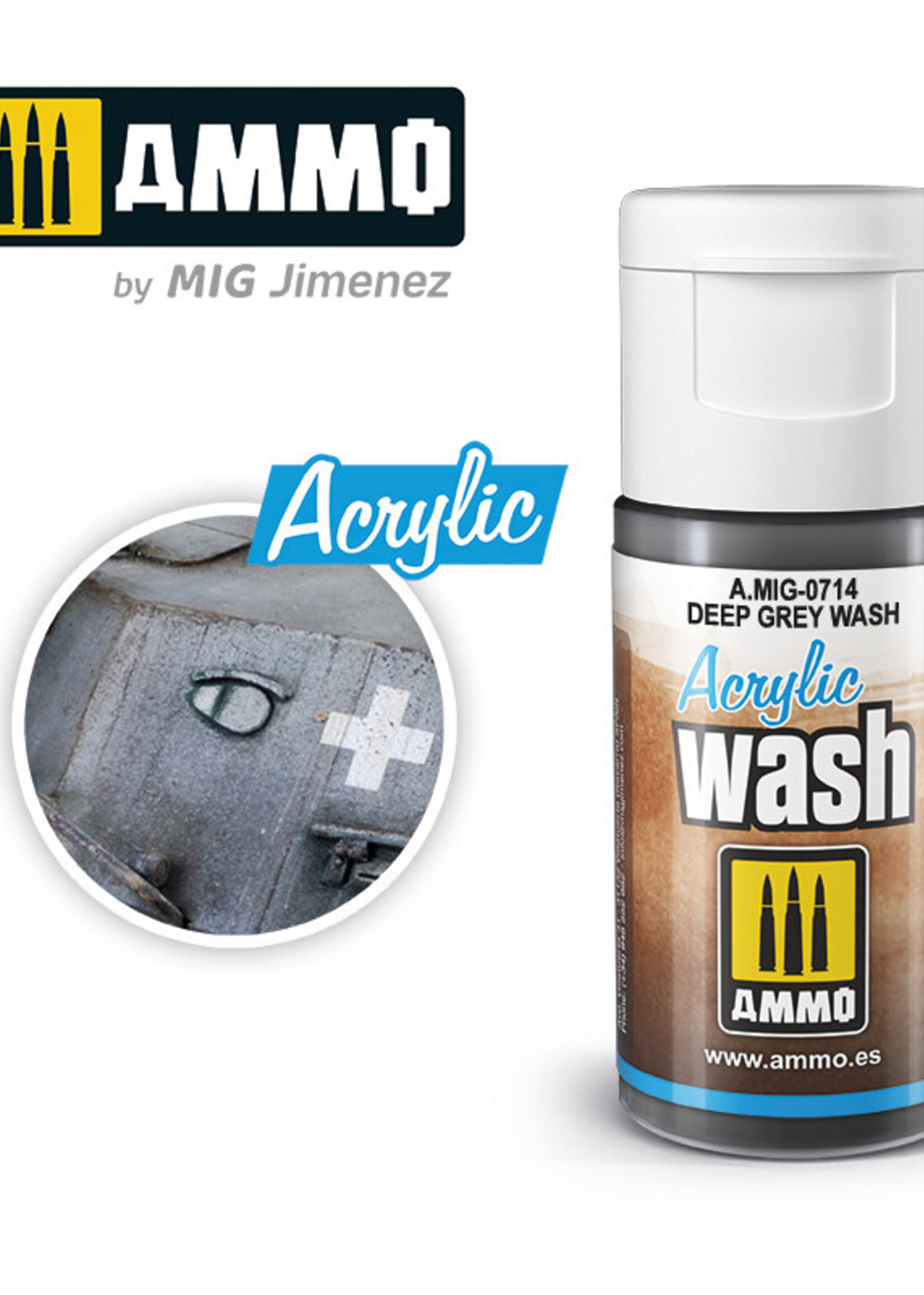 AMMO MIG AMMO MIG 0714 ACRYLIC WASH DEEP GREY WASH JAR 15 ML