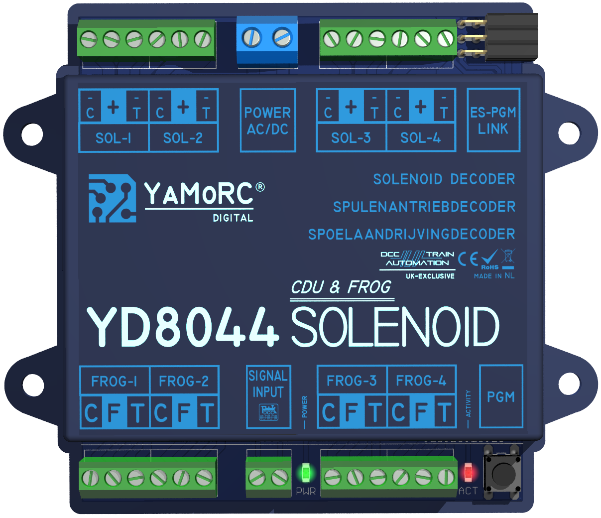 YaMoRC YD8044 Schaltdecoder 4x Magnetspulenantrieb mit Mittelstückpolarisierung