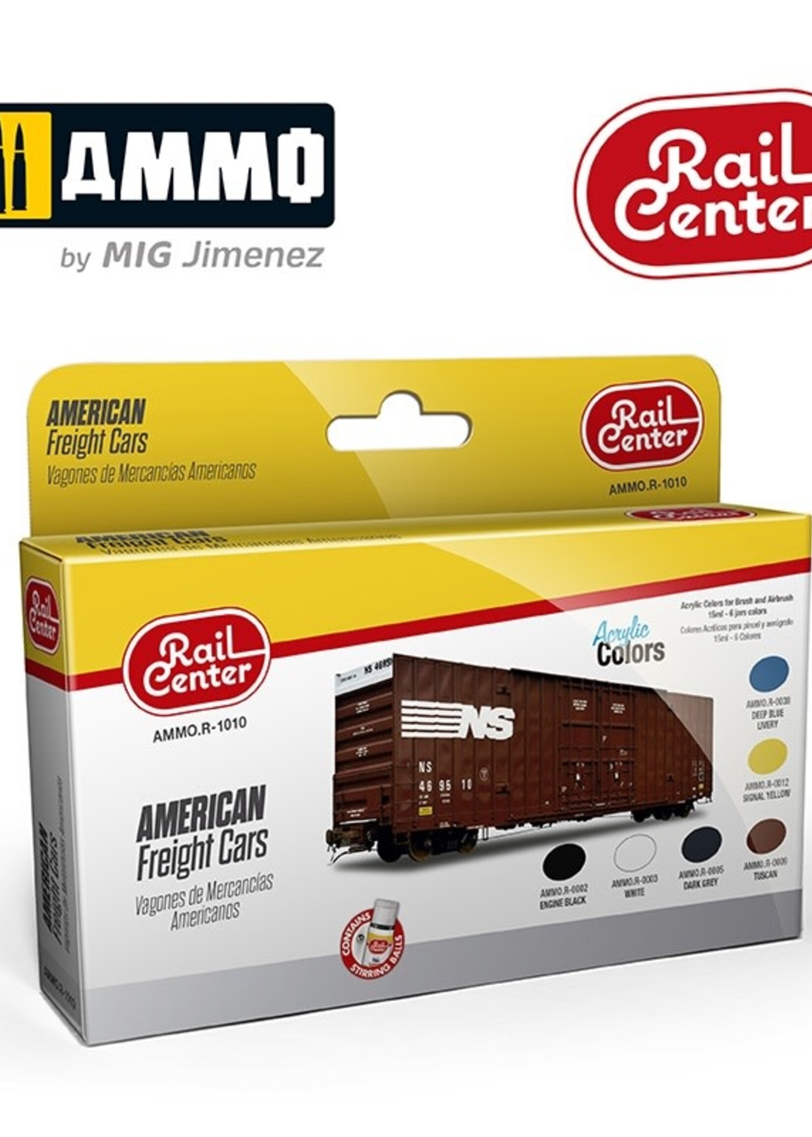 AMMO MIG AMMO MIG R-1010 AMERICAN FREIGHT CARS 15ML 6 JARS