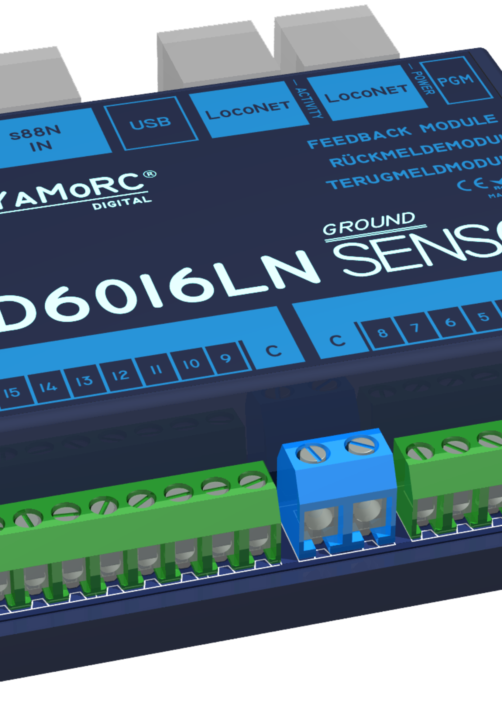 YaMoRC YaMoRC YD6016LN-GND Occupancy detection module 16x LocoNet, Ground detection (GND)