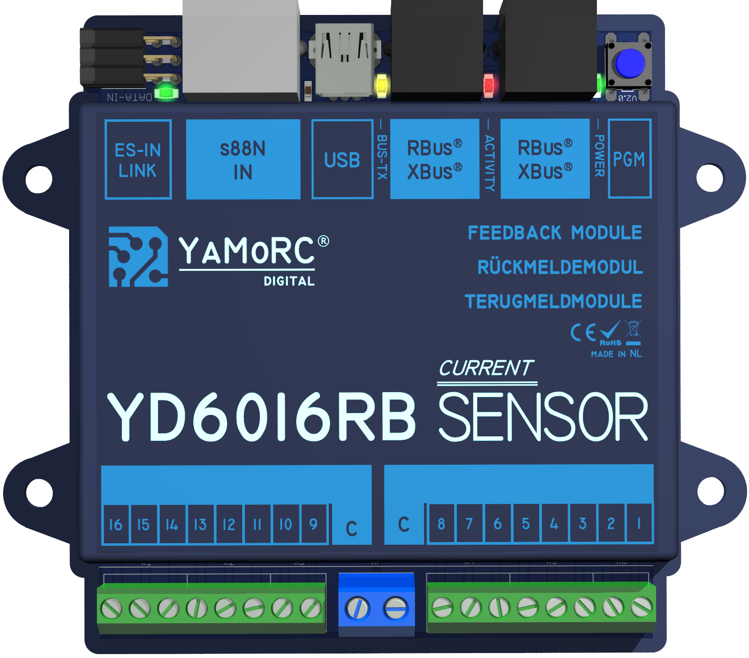 YaMoRC YD6016RB-CS Bezetmeldmodule 16x R-Bus, Stroomdetectie (CS)