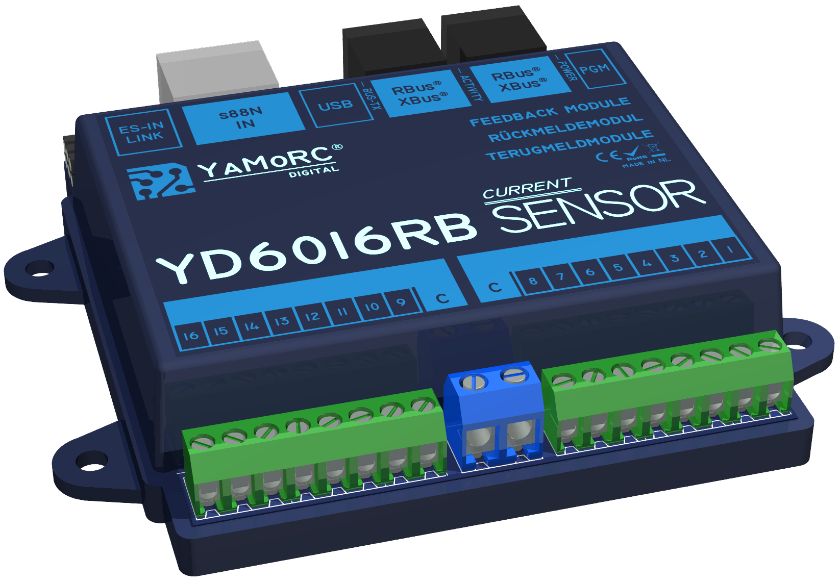 YaMoRC YD6016RB-CS Bezetmeldmodule 16x R-Bus, Stroomdetectie (CS)