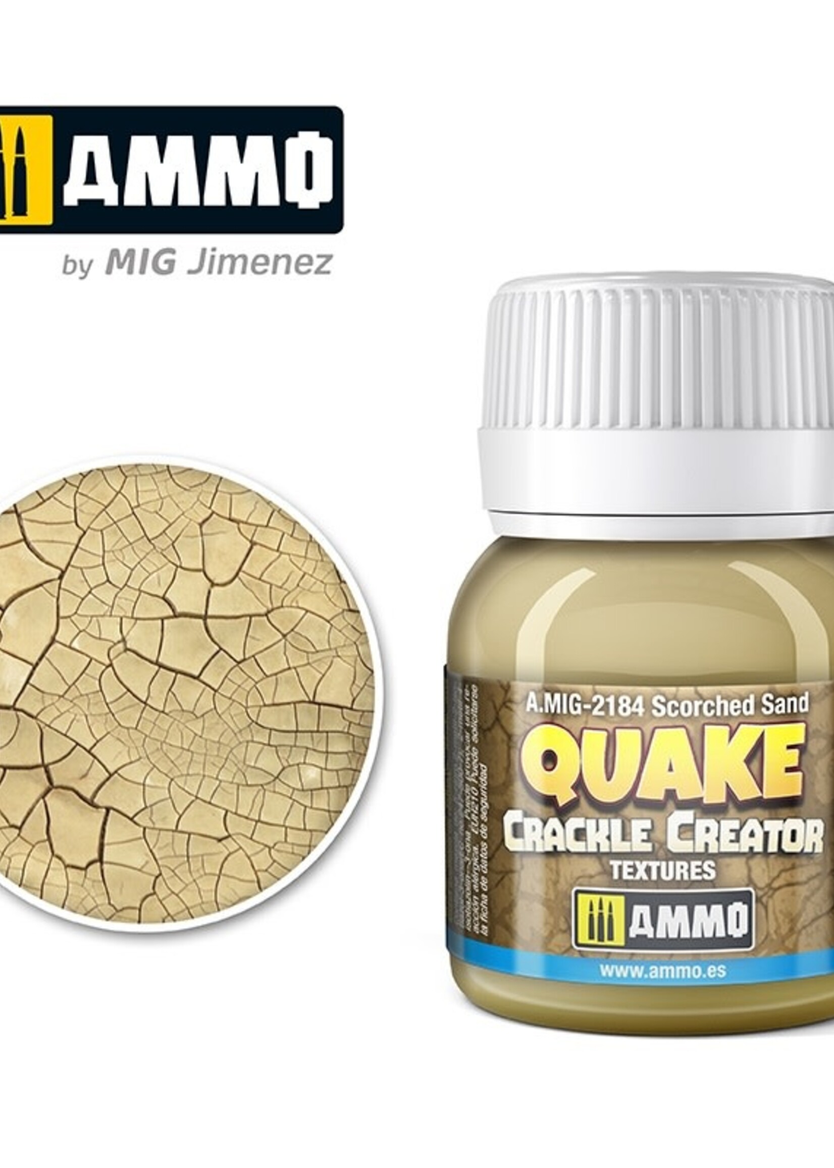 AMMO MIG AMMO MIG 2184 QUAKE CRACKLE CREATOR TEXTURES SCORCHED SAND 40ML JAR