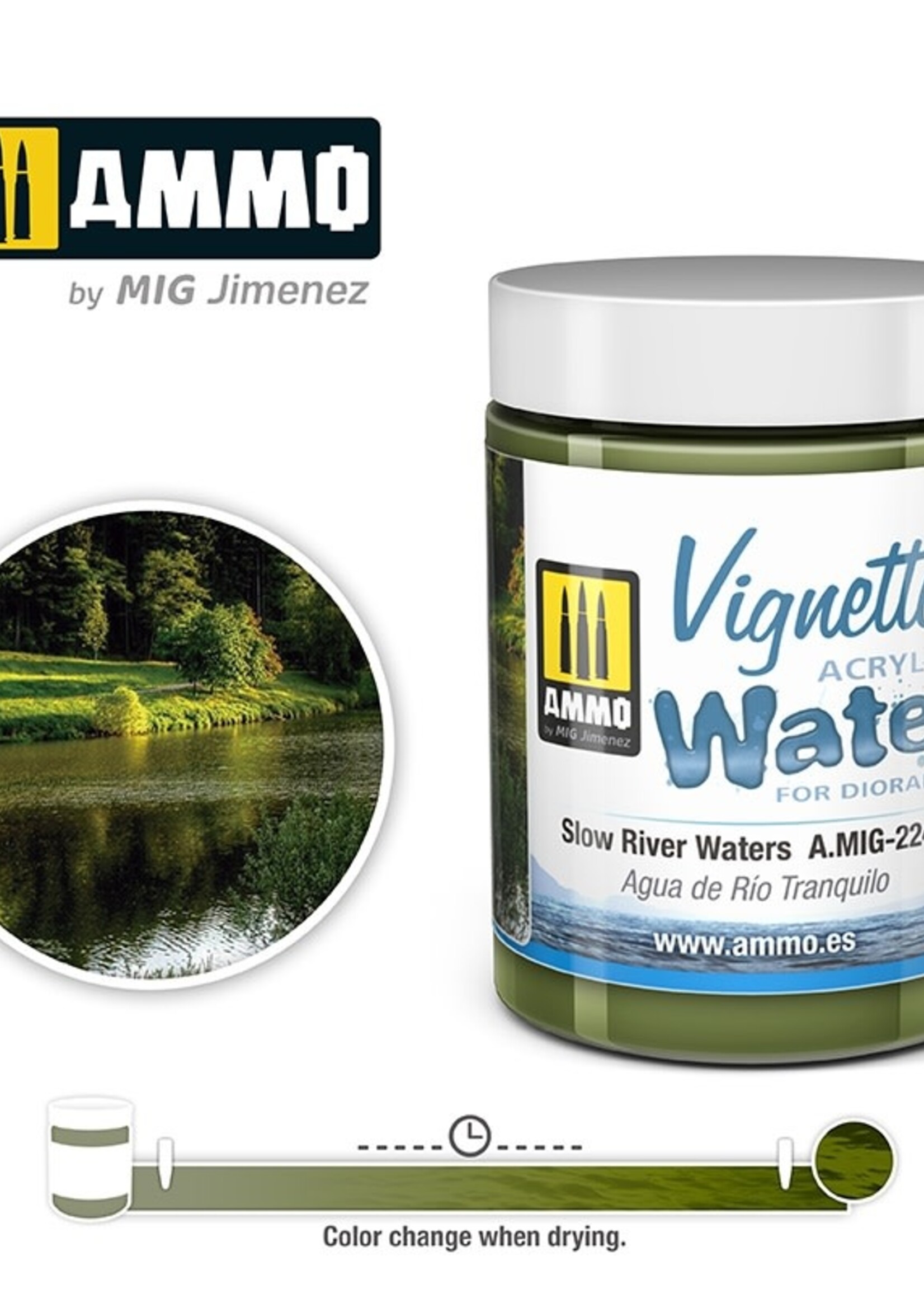 AMMO MIG AMMO MIG 2244 ACRYLIC TEXTURE SLOW RIVER WATERS 100ML JAR