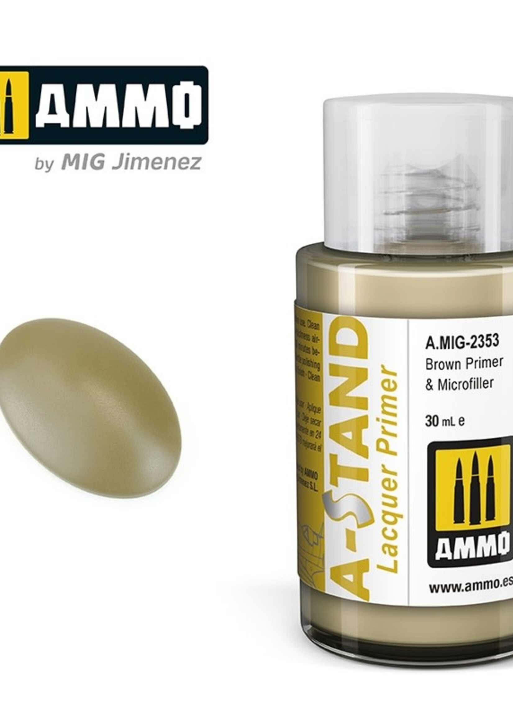 AMMO MIG AMMO MIG 2353A-STAND BROWN PRIMER & MICROFILLER 30ML JAR