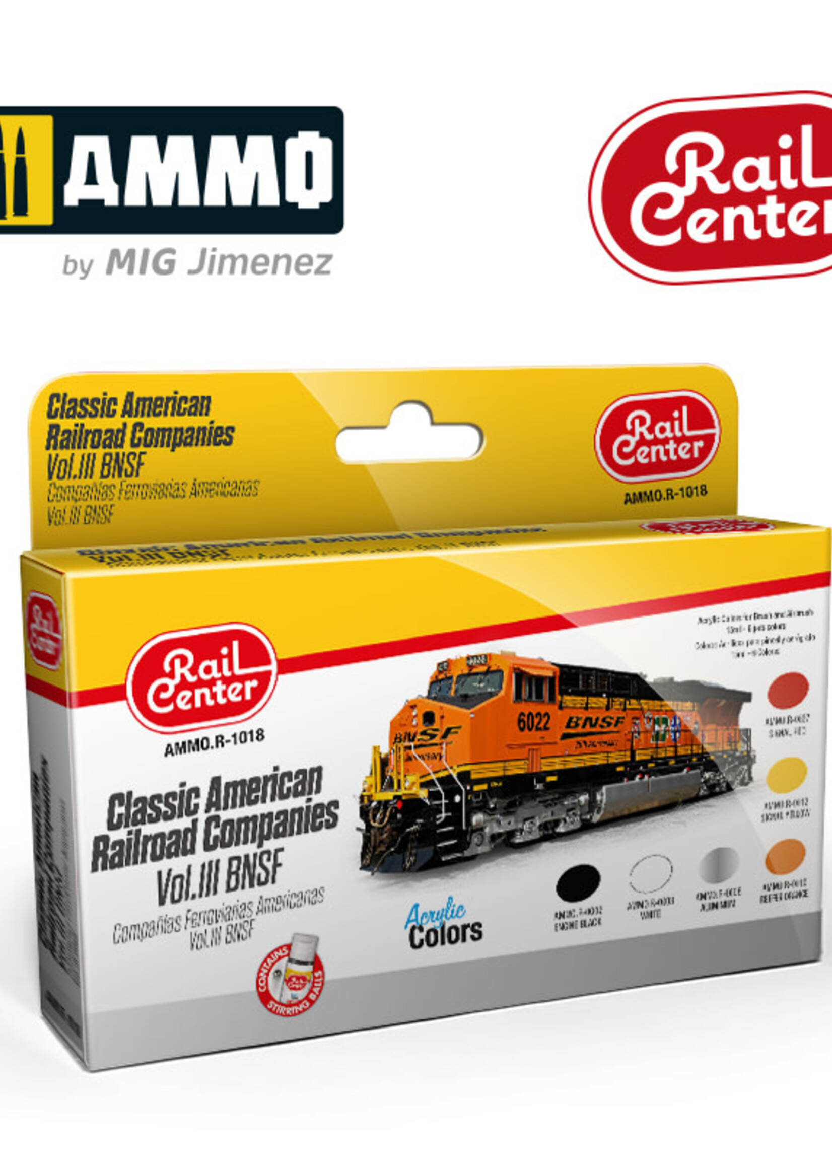 AMMO MIG AMMO MIG R-1018 CL. AMERICAN RAILROAD COMP. VOL. 3 BNSF 15ML 6 JARS