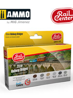 AMMO MIG AMMO MIG R-1022 RAIL CENTER - STONE RAILWAY BRIDGES 15ML 6 JARS