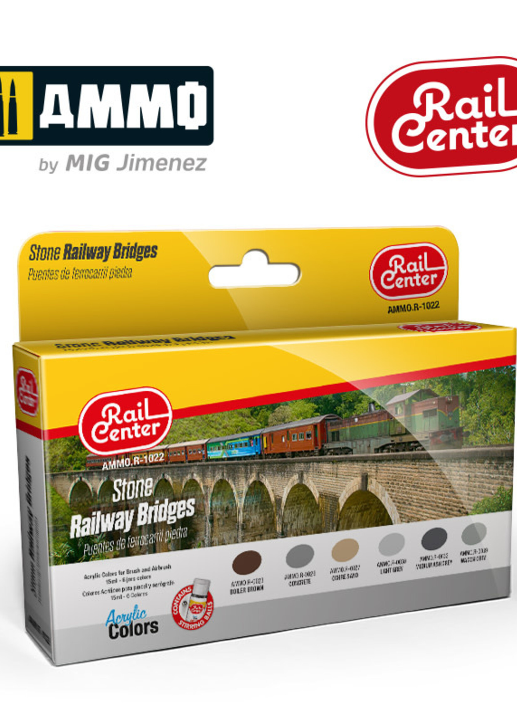 AMMO MIG AMMO MIG R-1022 RAIL CENTER - STONE RAILWAY BRIDGES 15ML 6 JARS