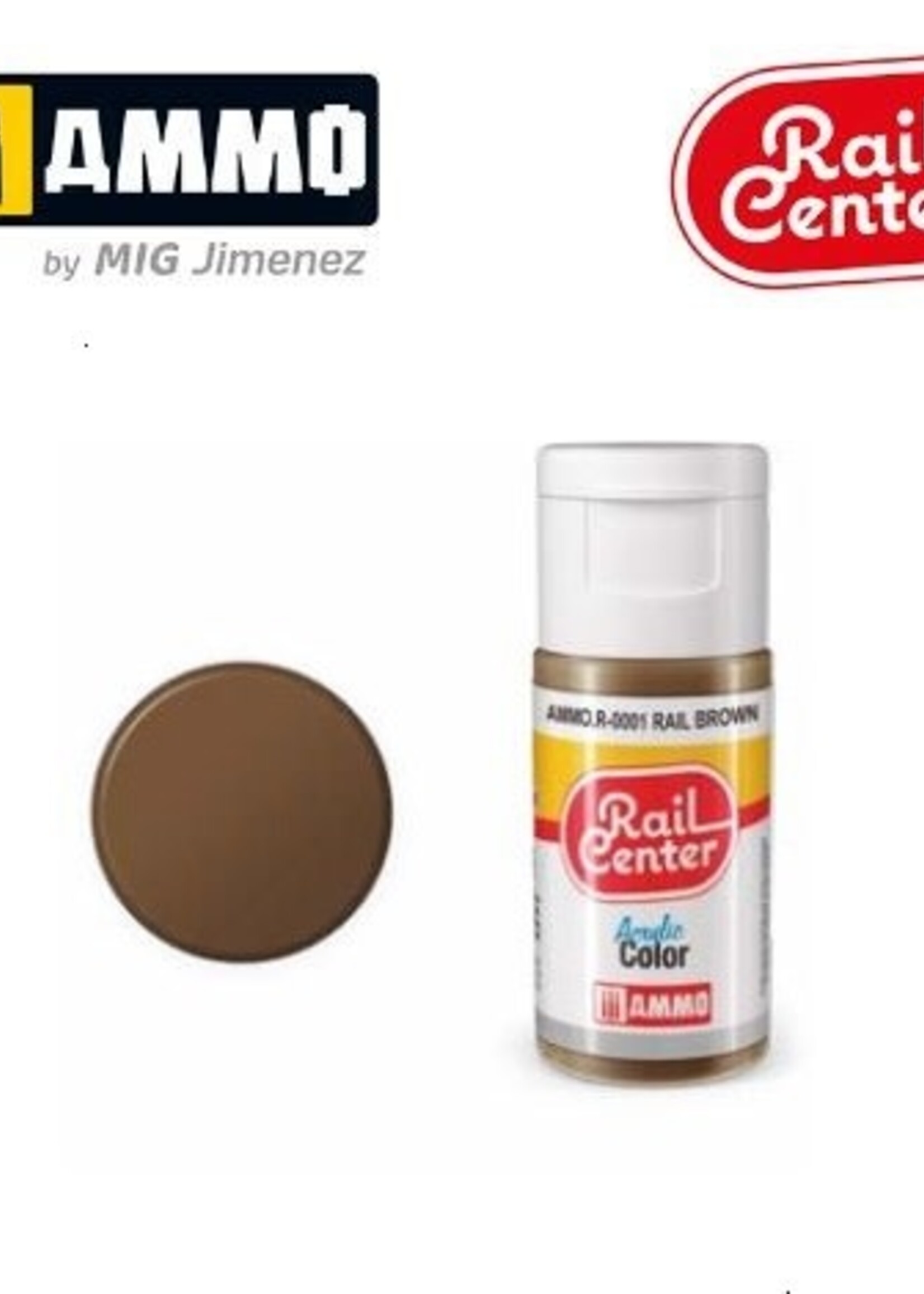 AMMO MIG AMMO MIG R-0001 RAIL CENTER ACRYLIC RAIL BROWN 15ML