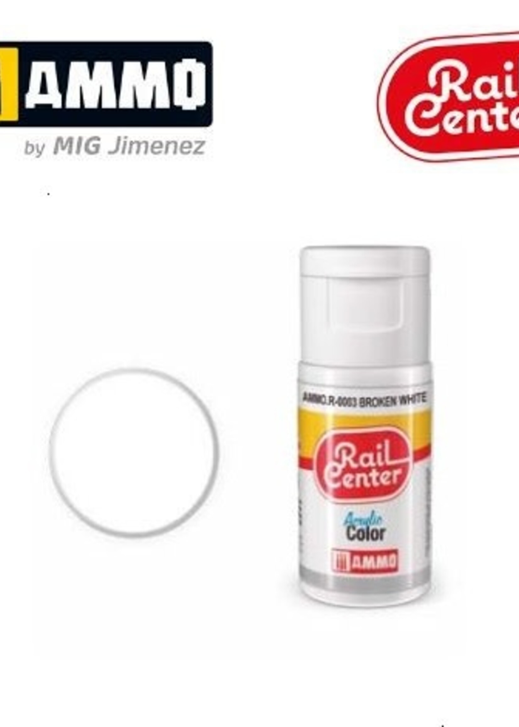 AMMO MIG AMMO MIG R-0003 RAIL CENTER ACRYLIC WHITE 15ML