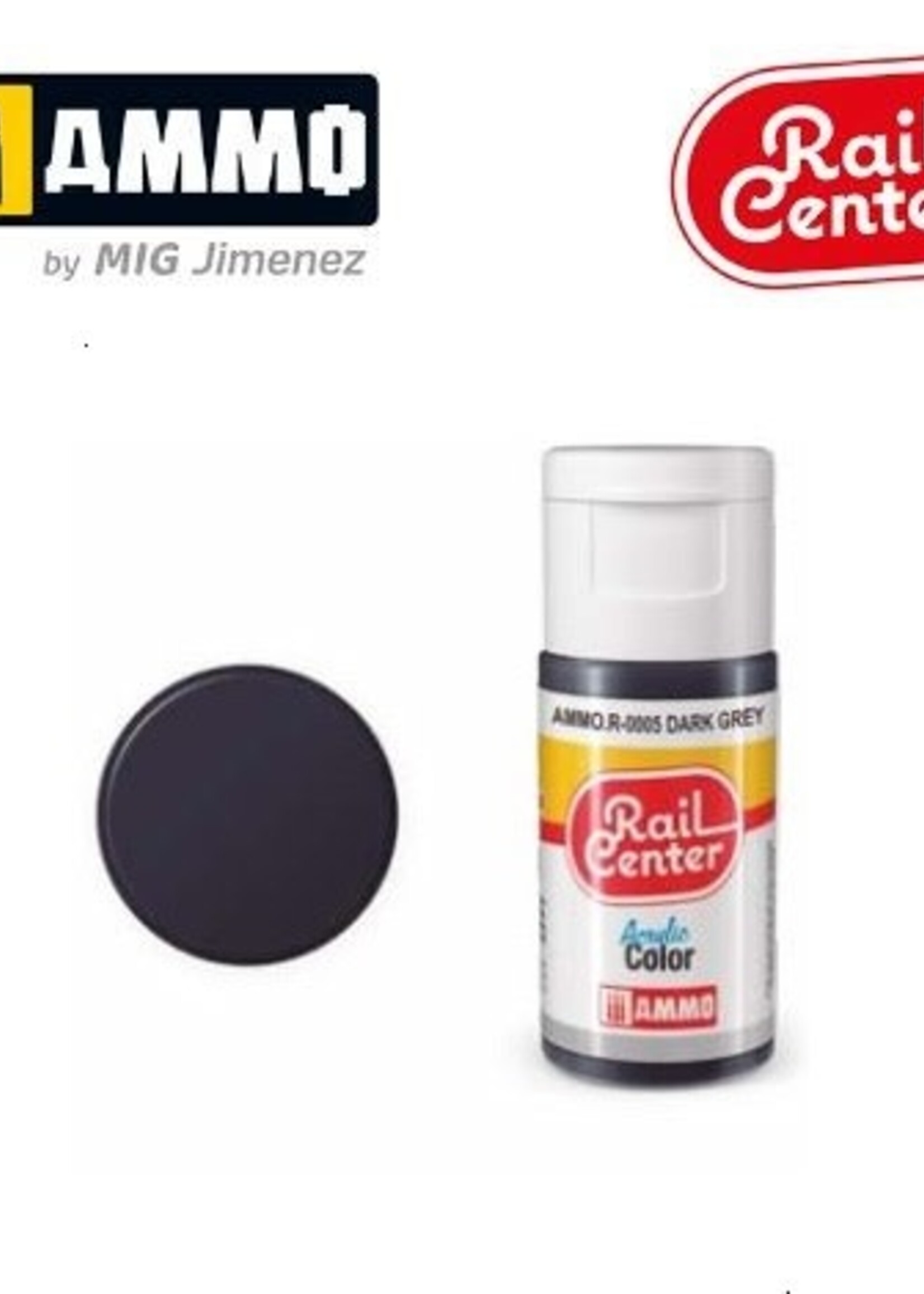 AMMO MIG AMMO MIG R-0005 RAIL CENTER ACRYLIC DARK GREY 15ML