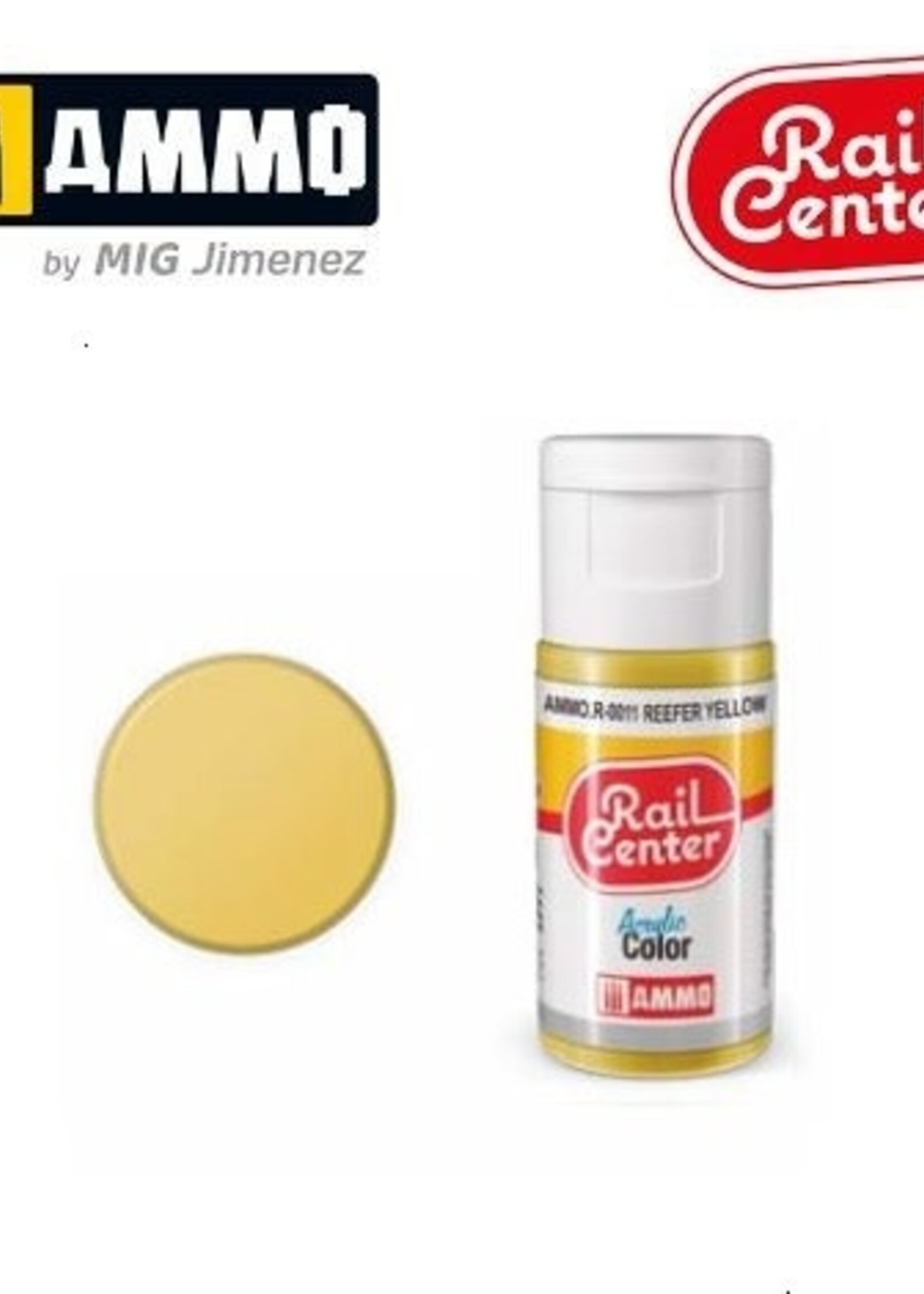 AMMO MIG AMMO MIG R-0011 RAIL CENTER ACRYLIC REEFER YELLOW 15ML