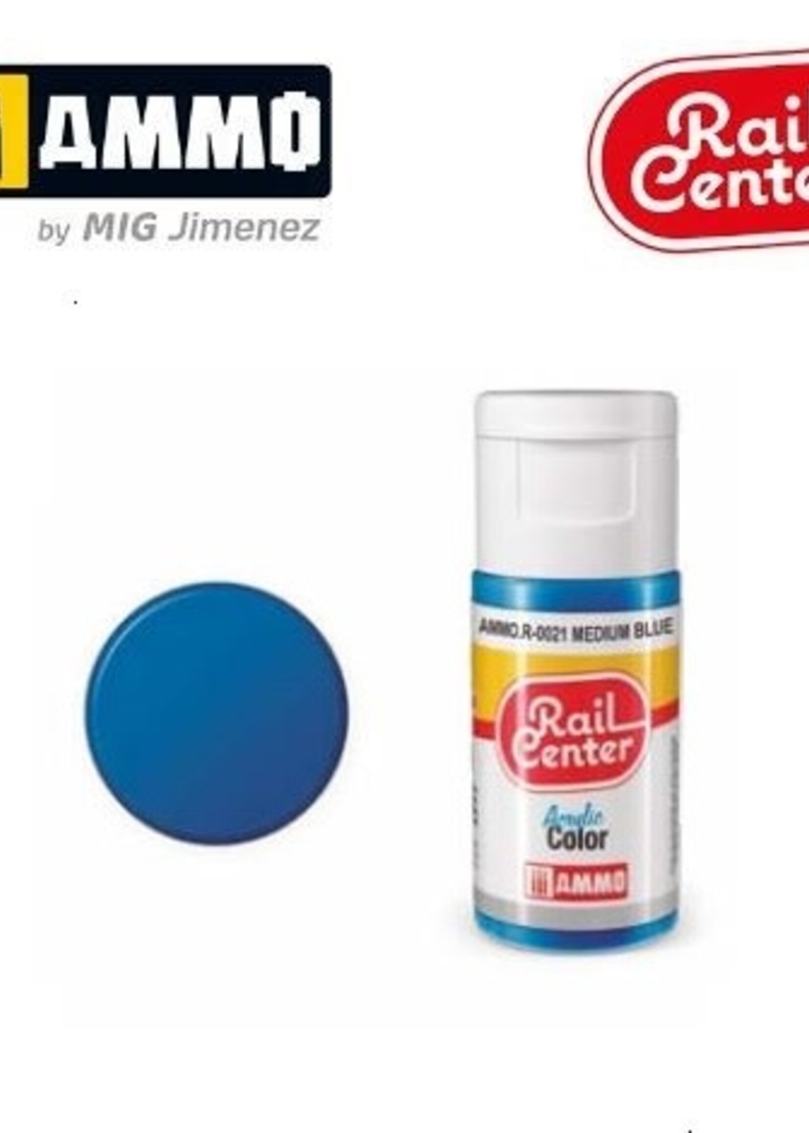 AMMO MIG AMMO MIG R-0021 RAIL CENTER ACRYLIC MEDIUM BLUE 15ML