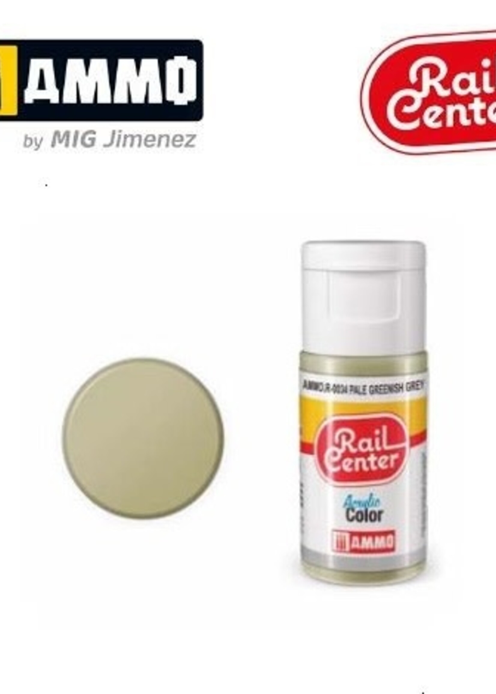 AMMO MIG AMMO MIG R-0034 RAIL CENTER ACRYLIC PALE GREENISH GREYÂ 15ML