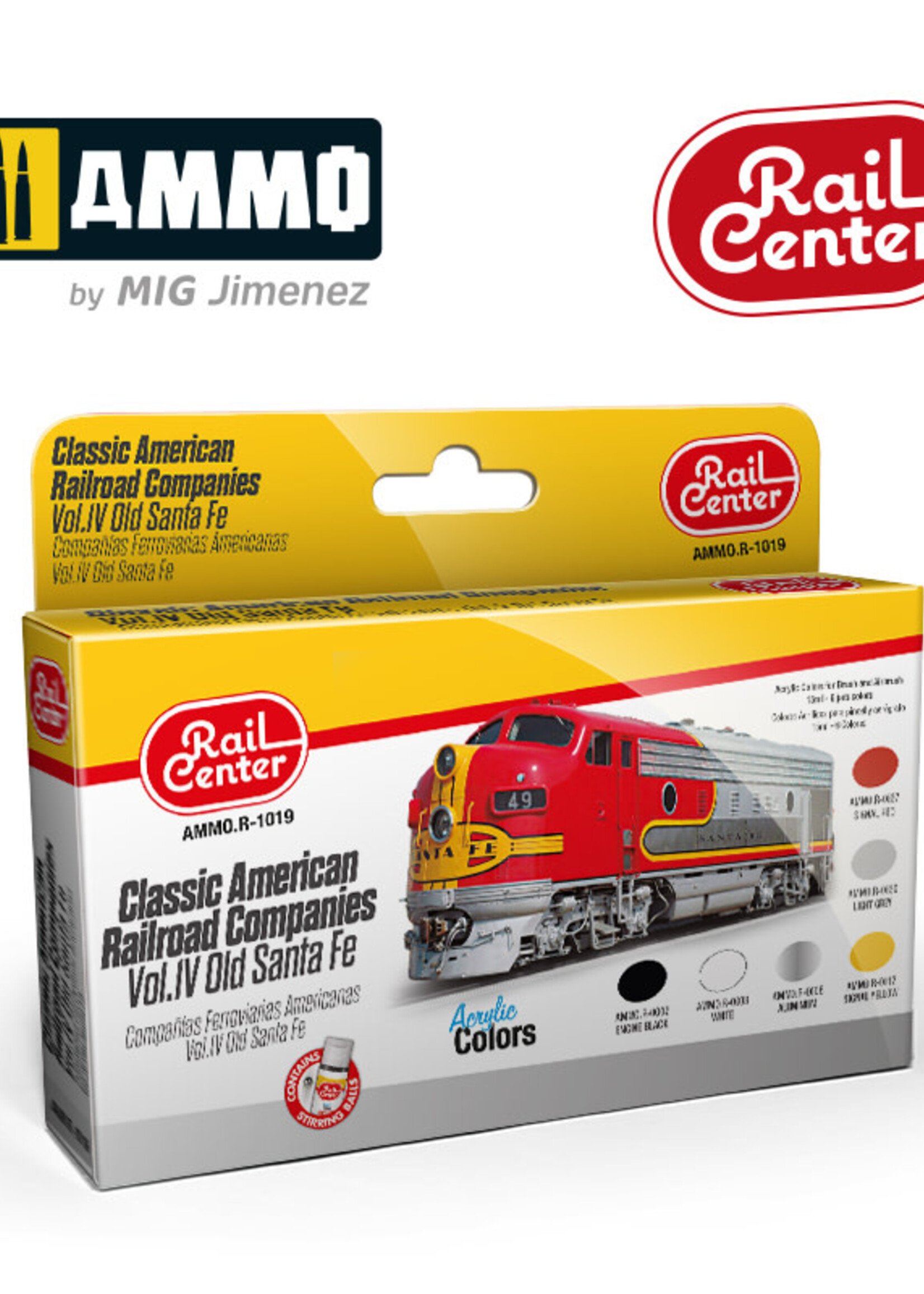 AMMO MIG AMMO MIG R-1019 CL. AMERICAN RAILROAD COMP. VOL. 4 OLD SANTA FE 15ML 6 JARS
