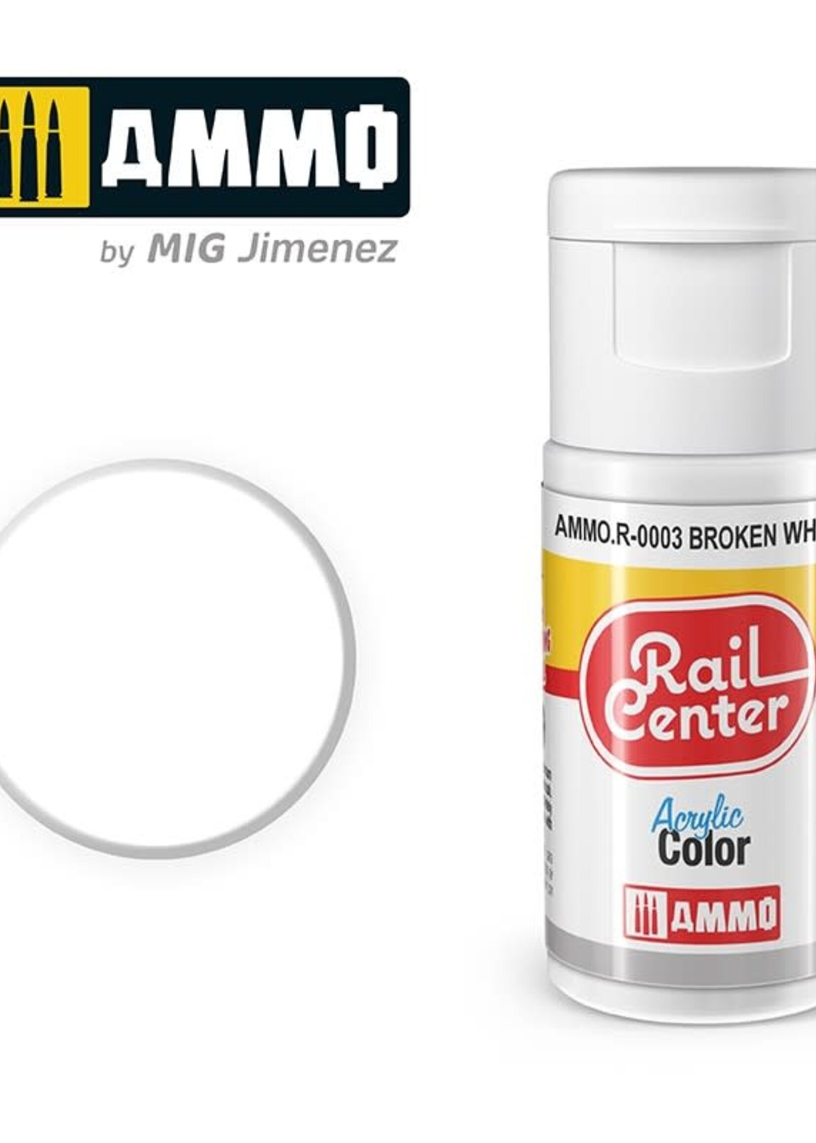 AMMO MIG AMMO MIG R-0003 RAIL CENTER ACRYLIC WHITE 15ML
