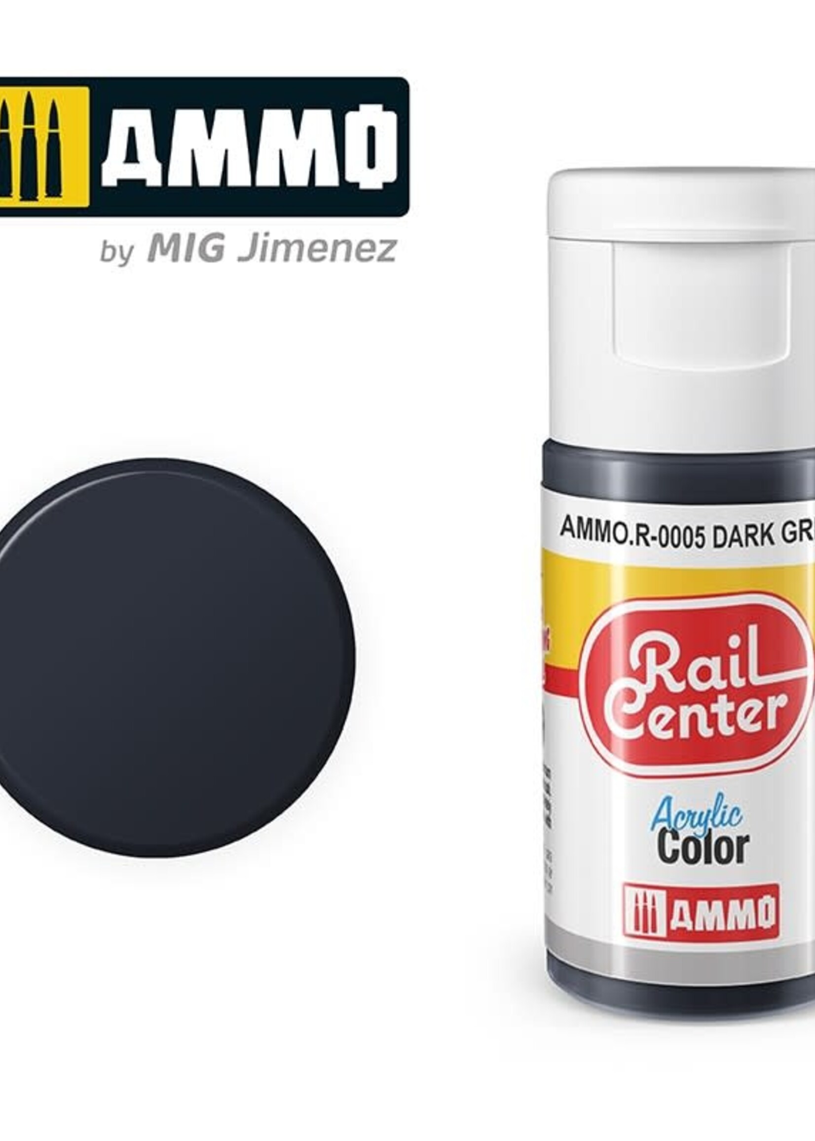 AMMO MIG AMMO MIG R-0005 RAIL CENTER ACRYLIC DARK GREY 15ML