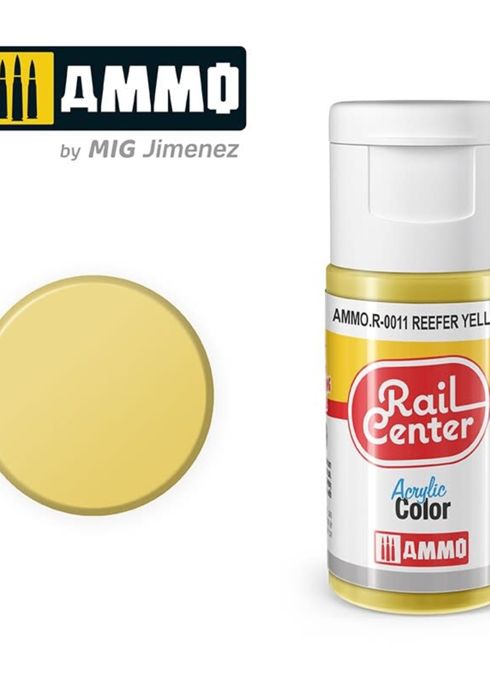 AMMO MIG AMMO MIG R-0011 RAIL CENTER ACRYLIC REEFER YELLOW 15ML