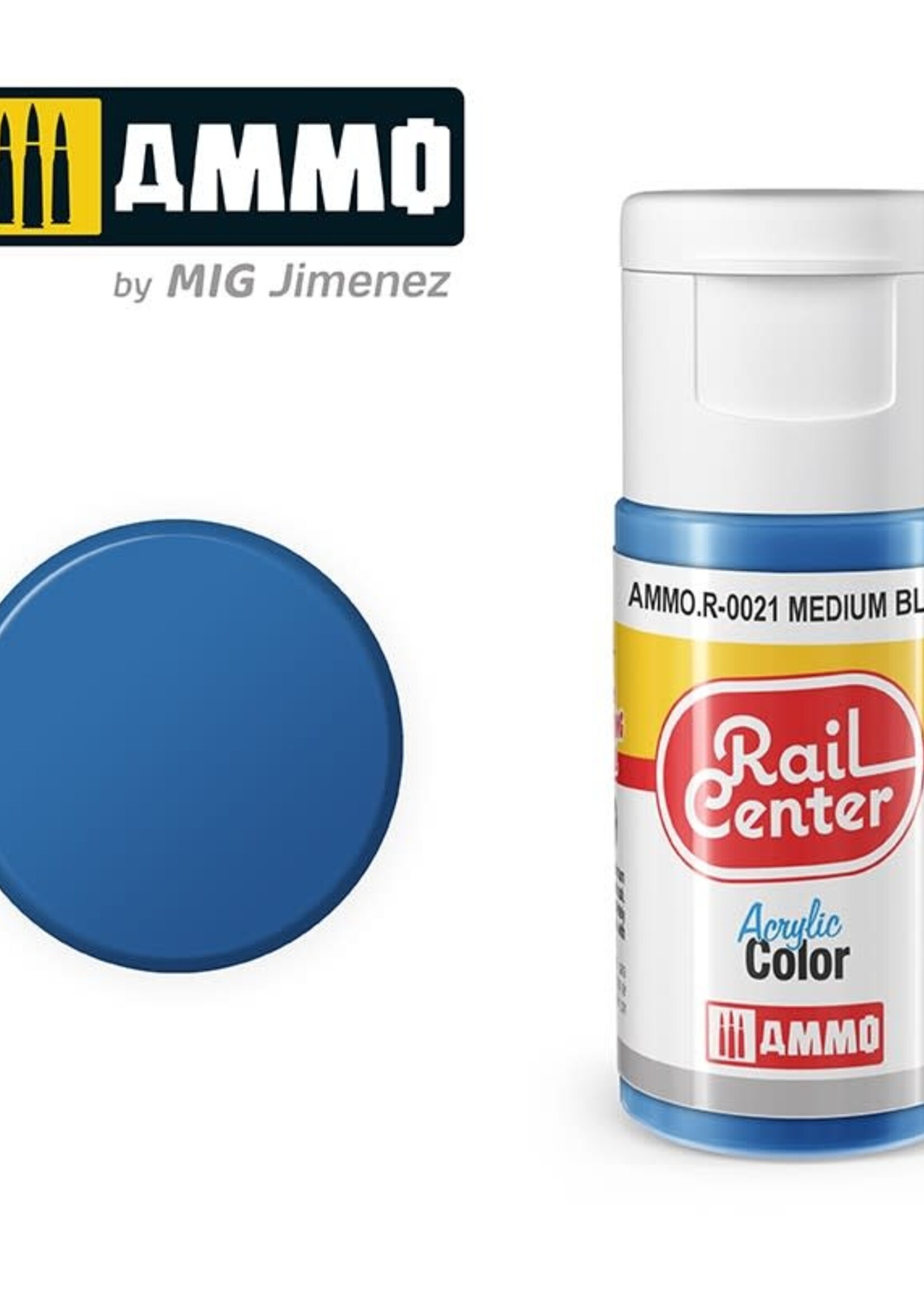AMMO MIG AMMO MIG R-0021 RAIL CENTER ACRYLIC MEDIUM BLUE 15ML