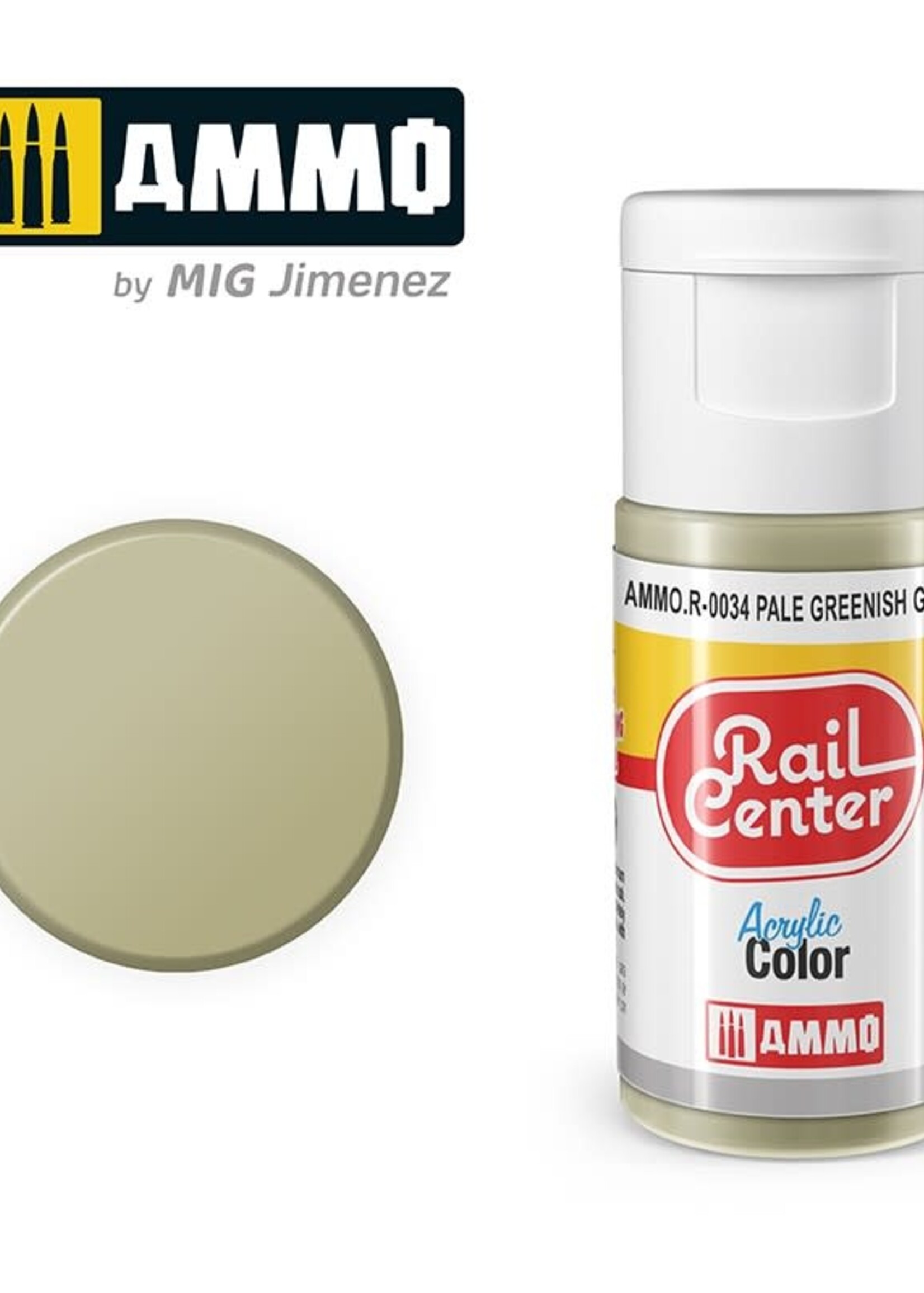 AMMO MIG AMMO MIG R-0034 RAIL CENTER ACRYLIC PALE GREENISH GREYÂ 15ML