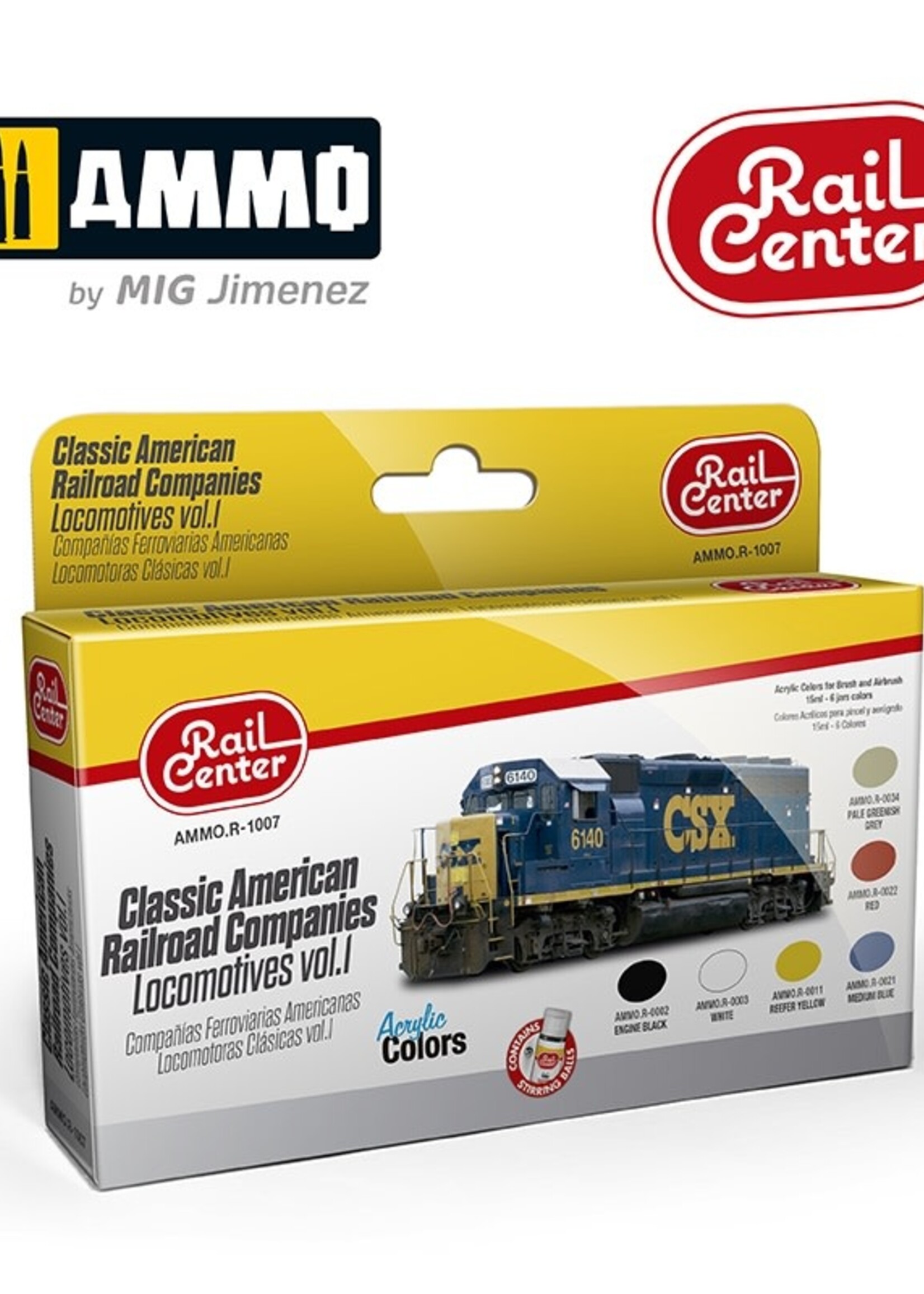 AMMO MIG AMMO MIG R-1007 CL. AMERICAN RAILROAD COMPANIES LOC VOL.1 15ML 6 JARS