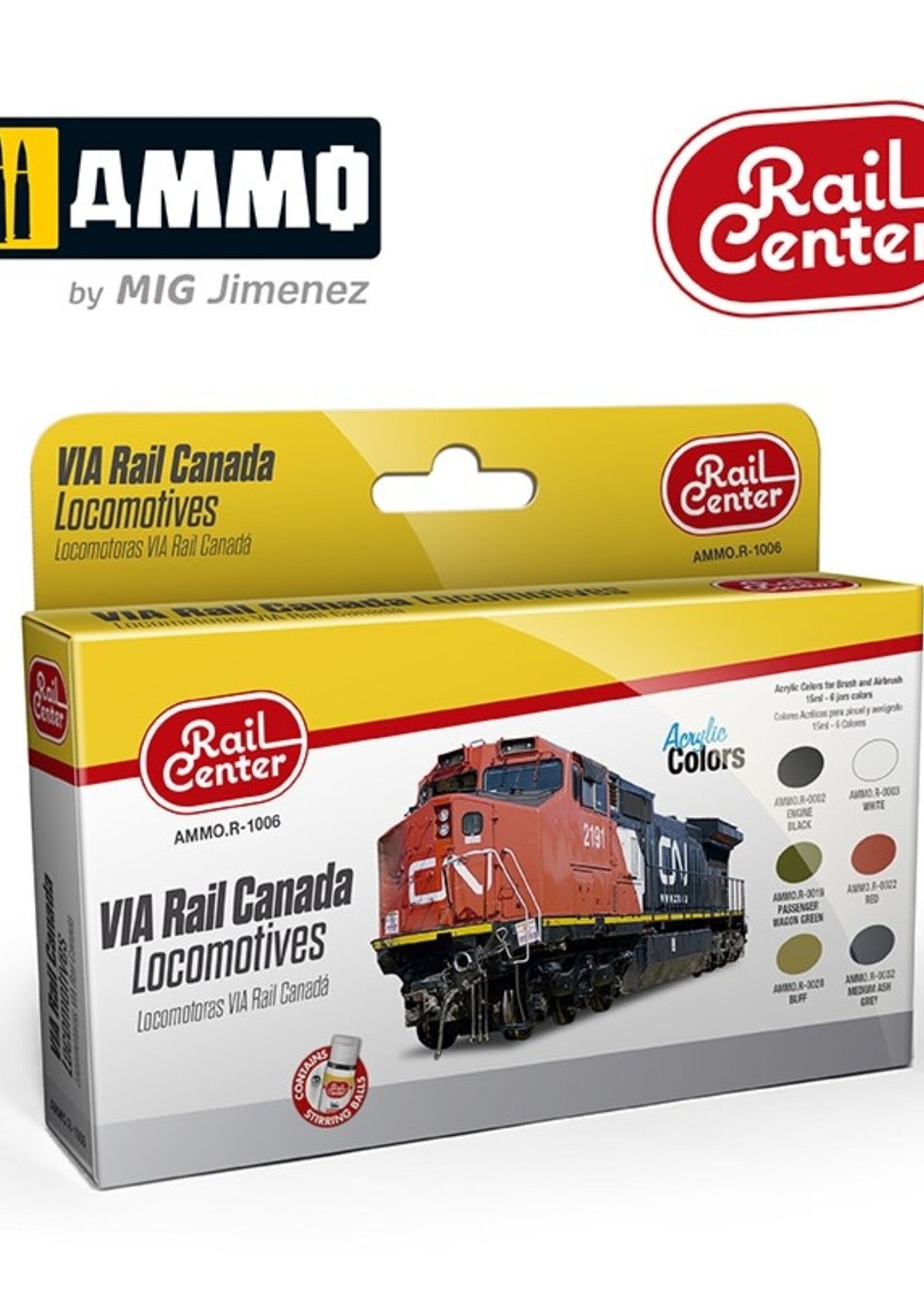 AMMO MIG AMMO MIG R-1006 VIA RAIL CANADA LOCOMOTIVES 15ML 6 JARS