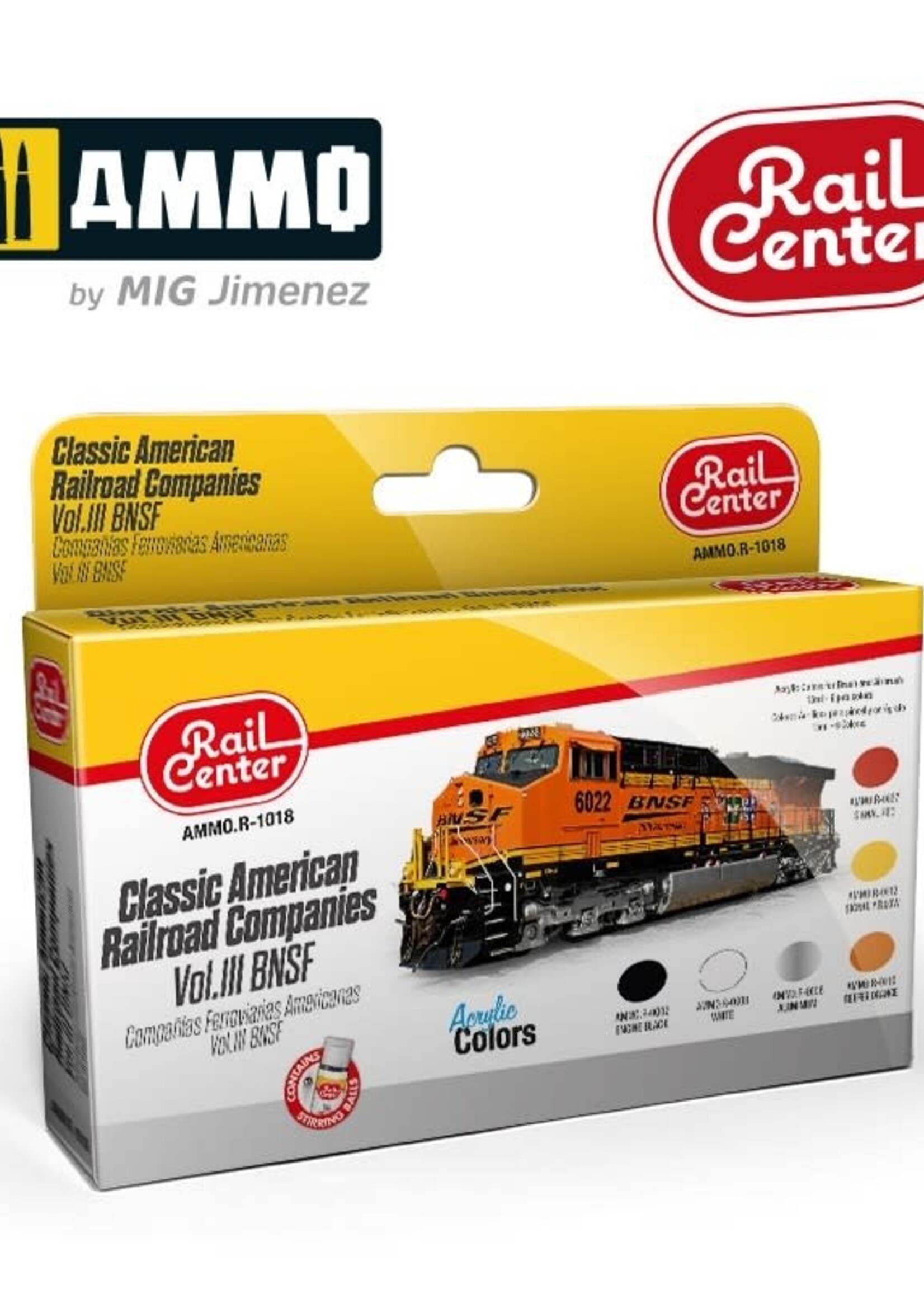 AMMO MIG AMMO MIG R-1018 CL. AMERICAN RAILROAD COMP. VOL. 3 BNSF 15ML 6 JARS