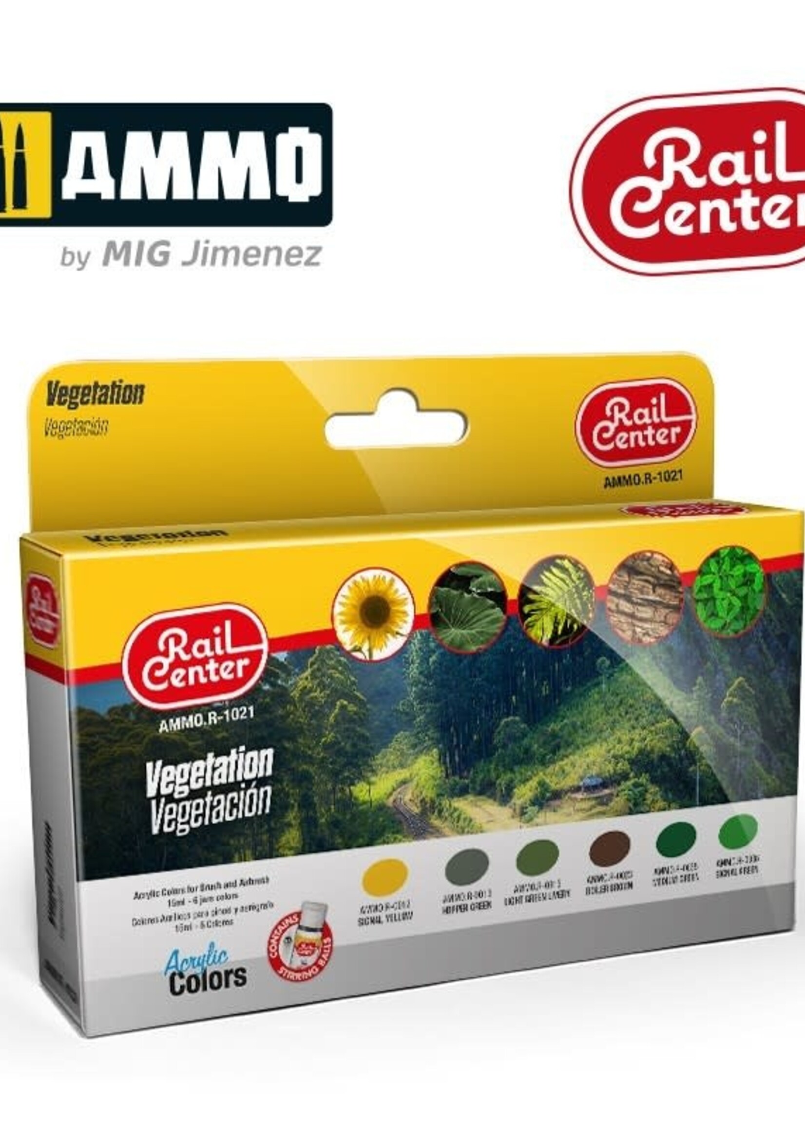 AMMO MIG AMMO MIG R-1021 RAIL CENTER - VEGETATION 15ML 6 JARS