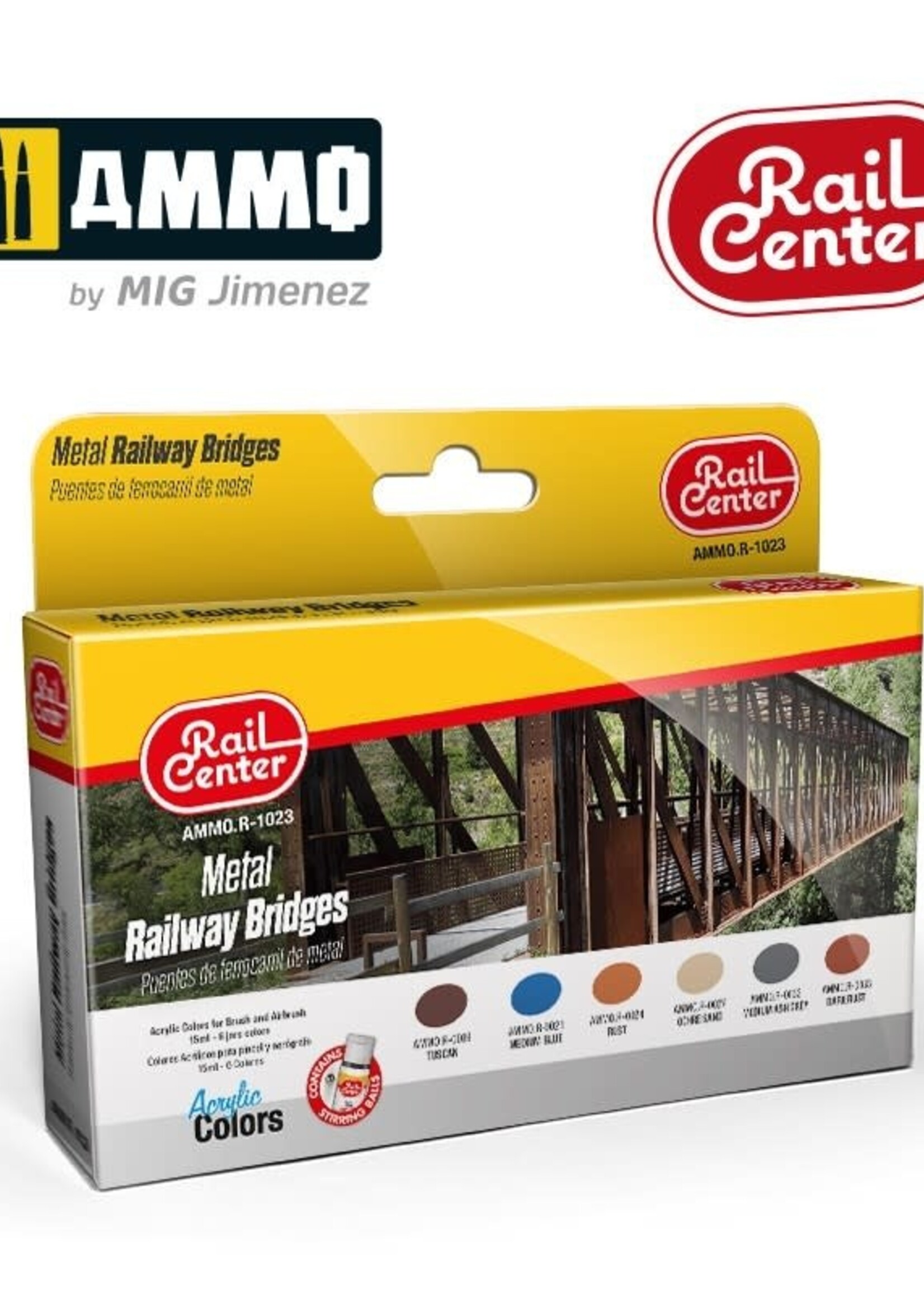 AMMO MIG AMMO MIG R-1023 RAIL CENTER - METAL BRIDGES 15ML 6 JARS