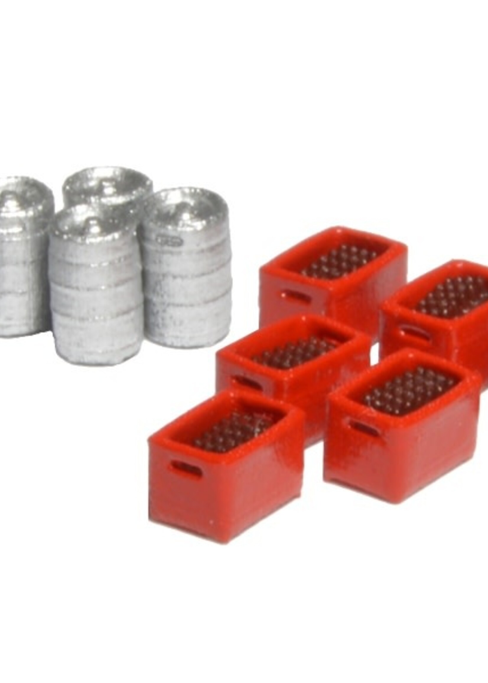 N-Train N-TRAIN 21243 N 6 biervaten en 6 rode dozen met bruine flessen