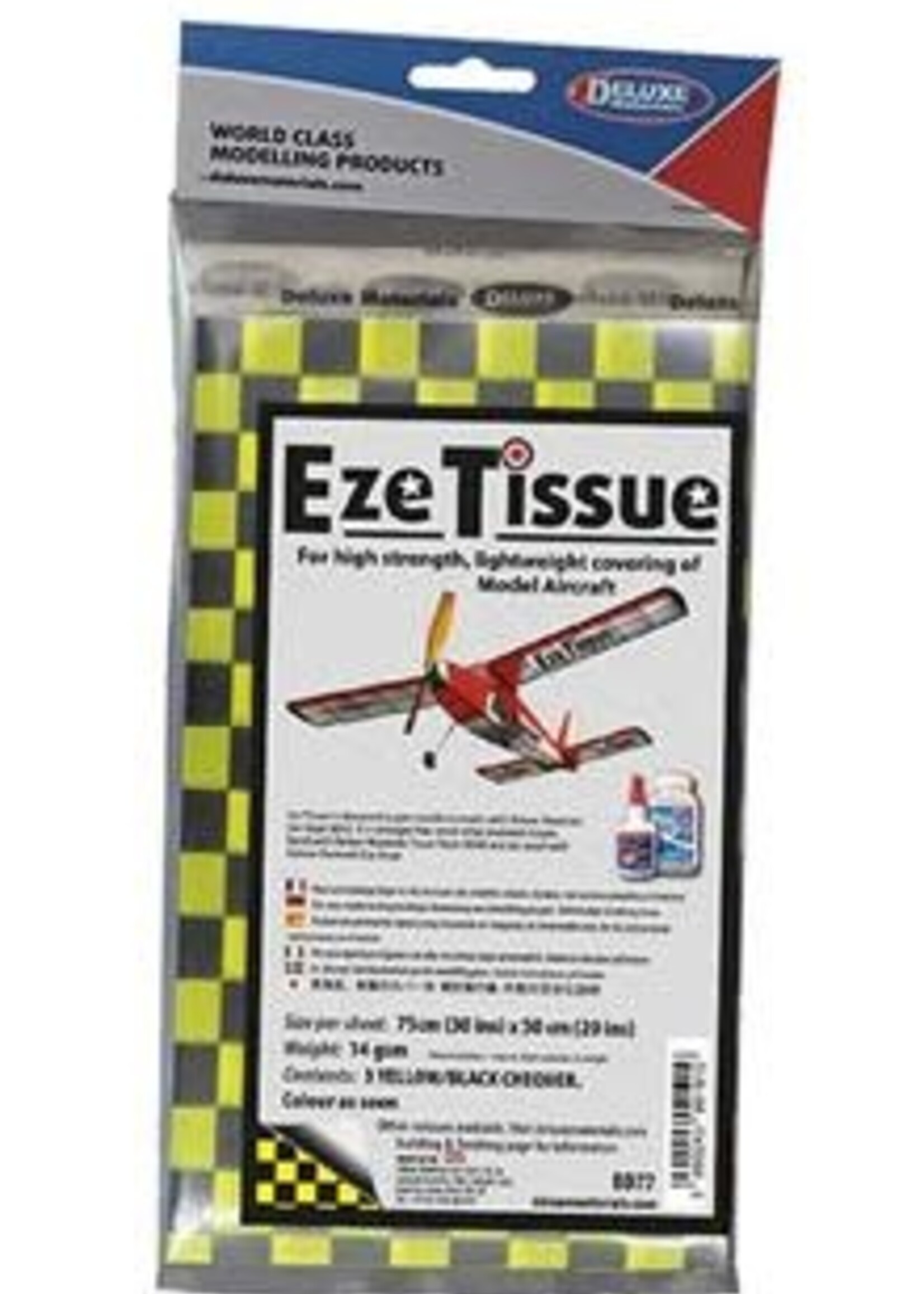 DELUXE DELUXE DLM-BD77 EZE TISSUE BLACK/YELLOW CHEQUER 3 SHEETS/PACK  BD77