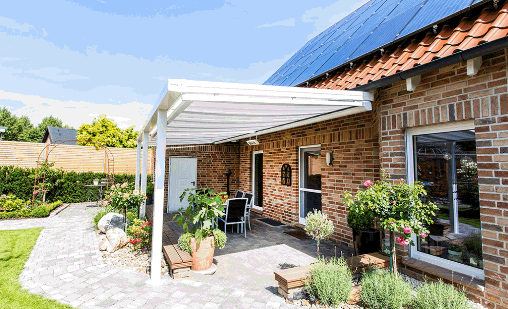 Onderdak zonwering elektr. 2- delig incl. montage  700 x 300cm