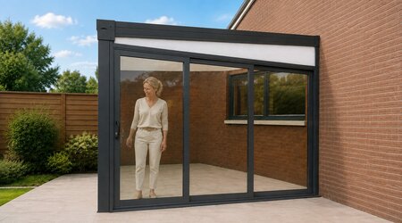 Aluminium schuifpui zijwand met poly spie