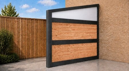 Zijwand Douglas / aluminium en polycarbonaat 