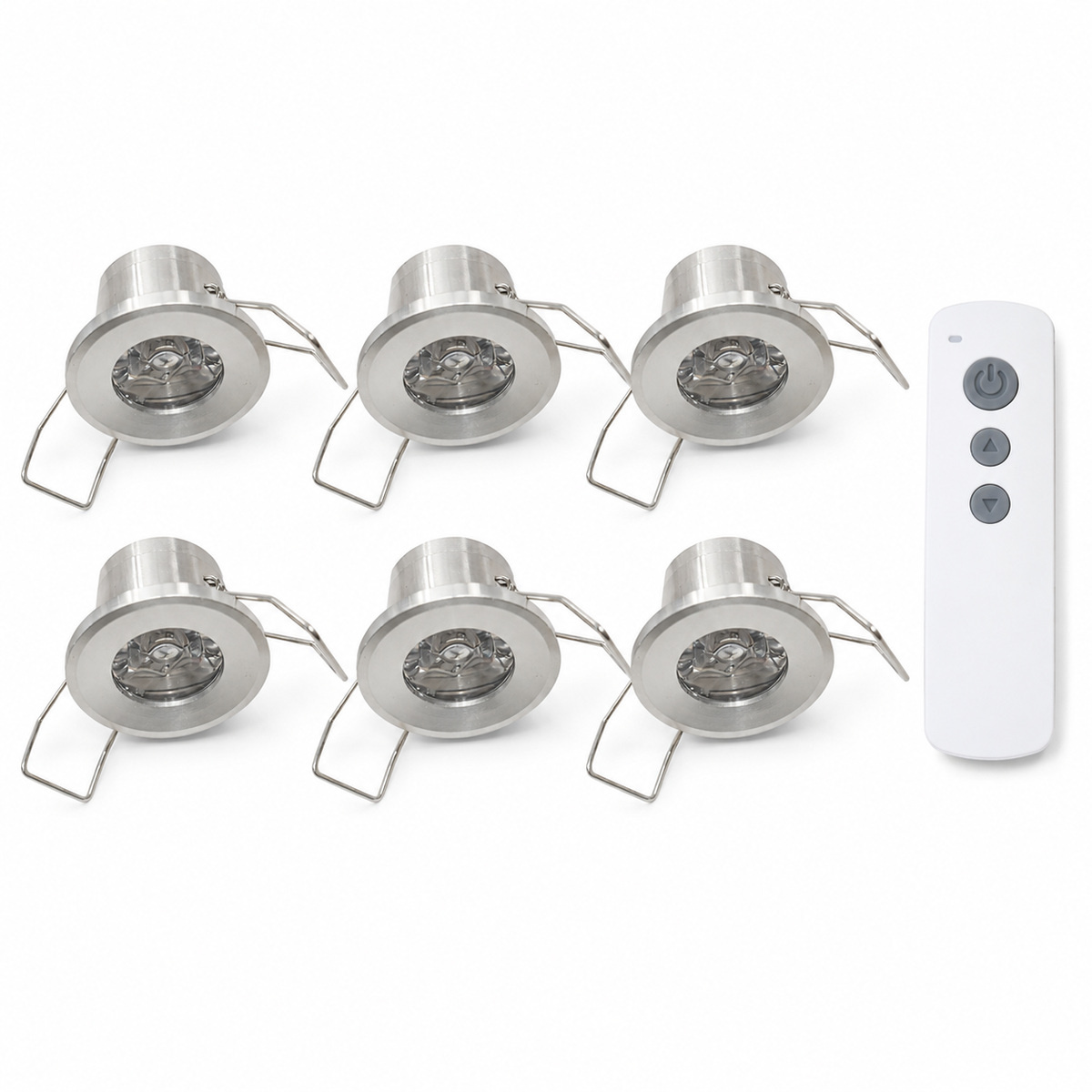 LED-inbouwspotset 6 × 1 watt met afstandsbediening