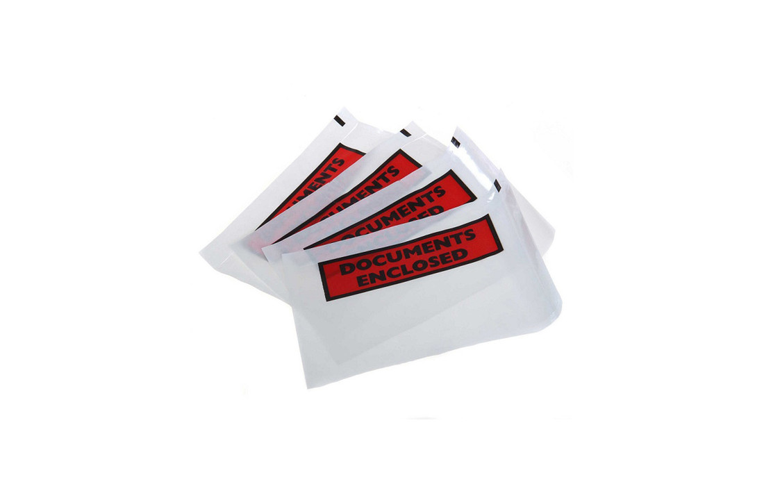 Paklijsten bedrukt C6'' Documents Enclosed'' formaat 165 x 122 mm