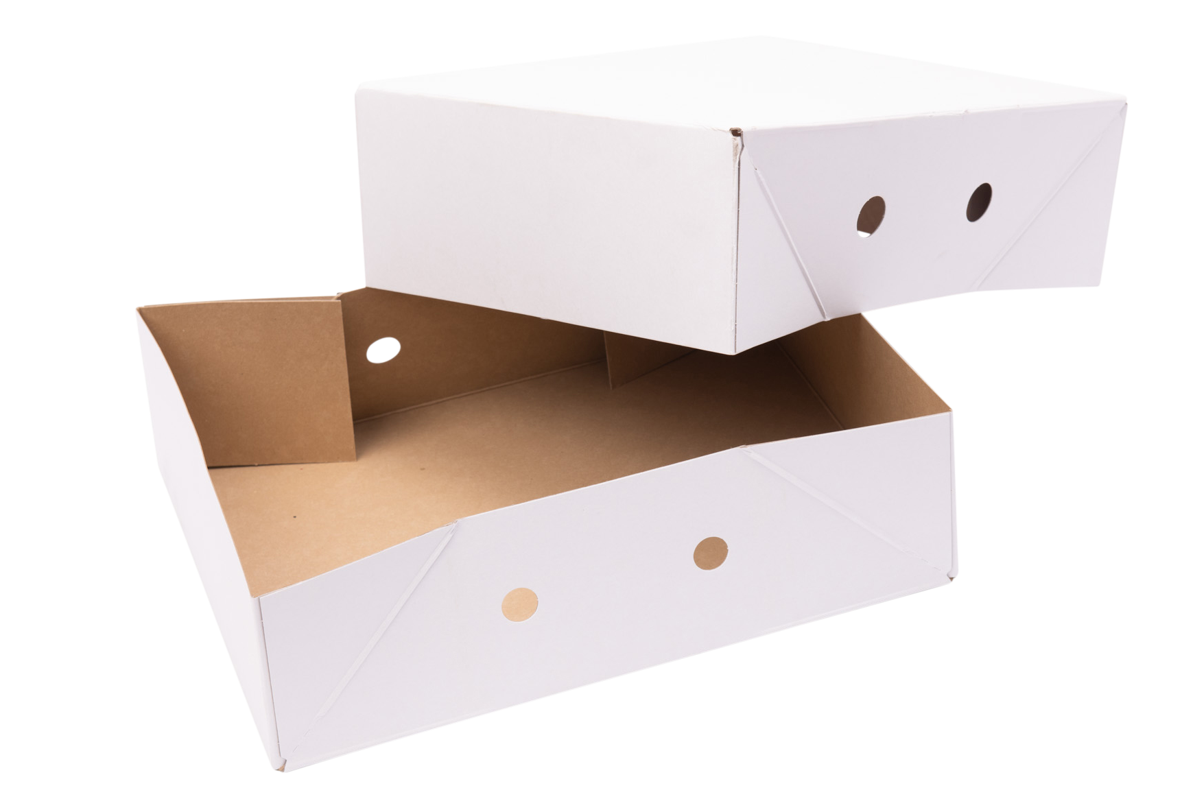 Ready-to-use box 700 grams white with a white bottom and a lid format 390 x 290 x 120 mm