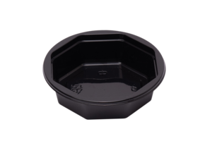 Saladebakjes achthoekig APET formaat 110 x 35 mm (Zwart)