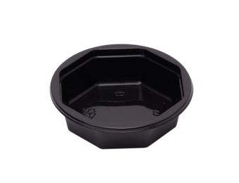 Octagonal salad tray APET black format 110 x 35 mm