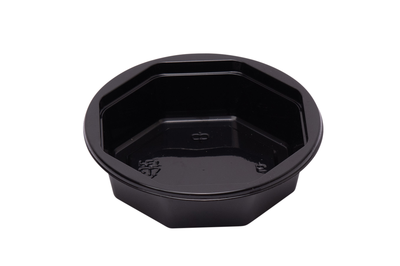 Saladebakje achthoekig APET zwart formaat 110 x 35 mm