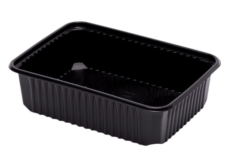 PP rectangular tray 750cc black format 180 x 130 x 48 mm 750 cc